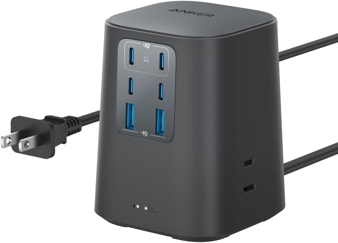 【ポイント2倍】 【500円引クーポン付】 Anker Charging Station (9-in-1, 100W) 【USBタップ/電源タップ/AC差込口 3口 / USB-C 4ポート / USB-A 2ポート/ 1.5m延長コード】 ブラック　送料無料