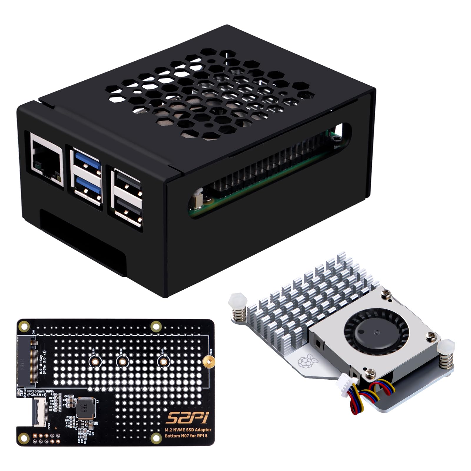 【送料無料】GeeekPi メタルケース N07 M.2 NVMe SSD Pip PCIe ペリフェラルボード底部 Raspberry Pi 5 用、サポート M.2 Key-M NVMe SS|modern