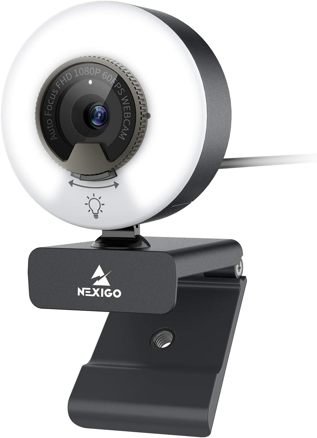 【送料無料】NexiGo webカメラ 60fps ライト付き N960E ウェブカメラ 1080P 自動光補正 無段階調光 3光色 pcカメラ オートフォーカス プ|modern