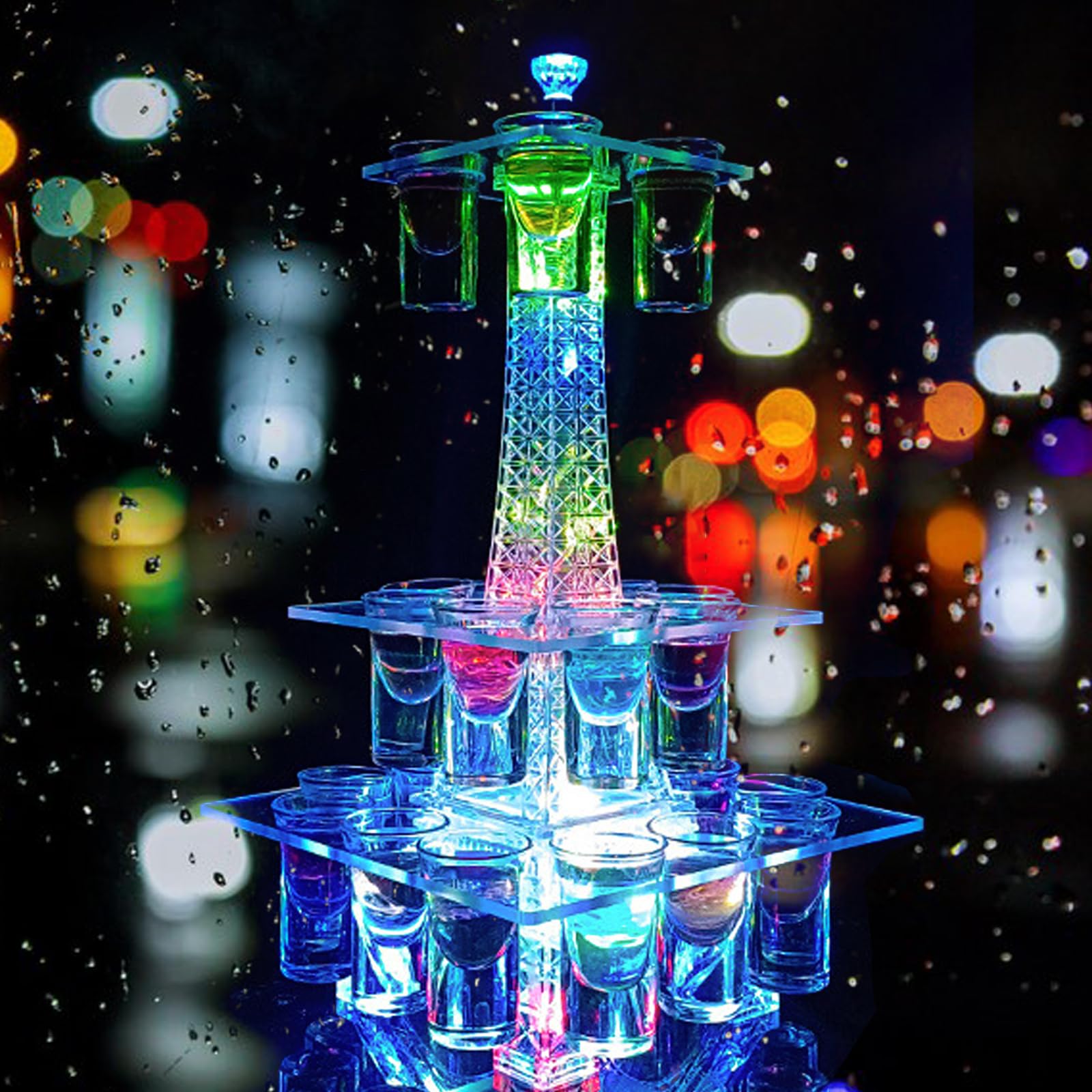 【送料無料】観覧車 12カップ LED酒ボトルの表示棚 シャンパンタワー 観覧車 LEDグラス収納ラック パーティの装飾品 祝い 忘年会 飲み会｜modern