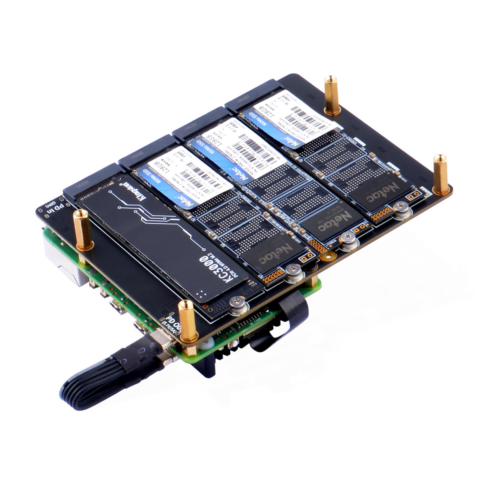 【送料無料】GeeekPi N16クアッドNVMe拡張ボードRaspberry Pi 5用、M.2 NVMe SSD 2230、2242、2260、2280対応|modern