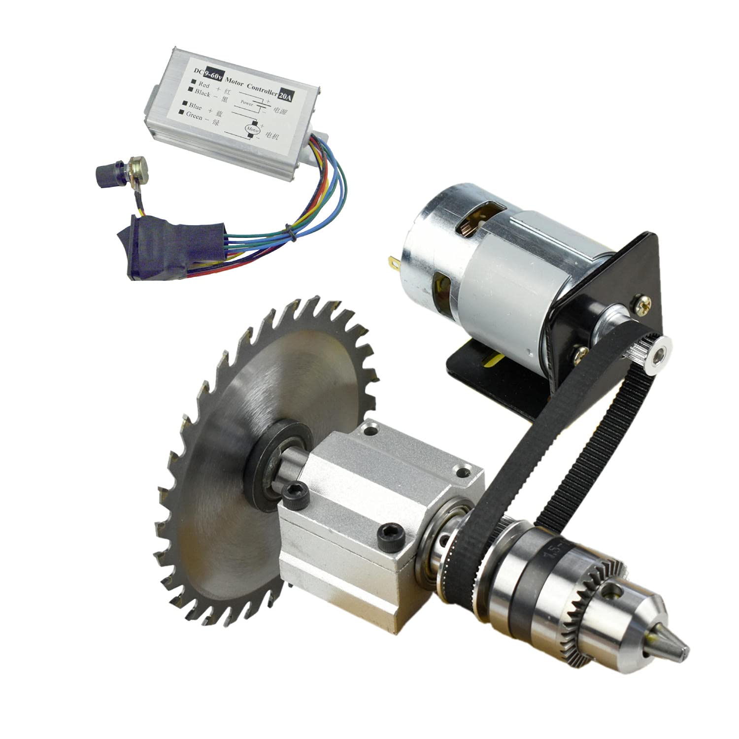 【送料無料】CHANCS 775 DIY電動テーブルソーミニ丸鋸コードレスDC24V 12000RPM PWMスピードコントローラ出力電圧DC9-60V｜modern