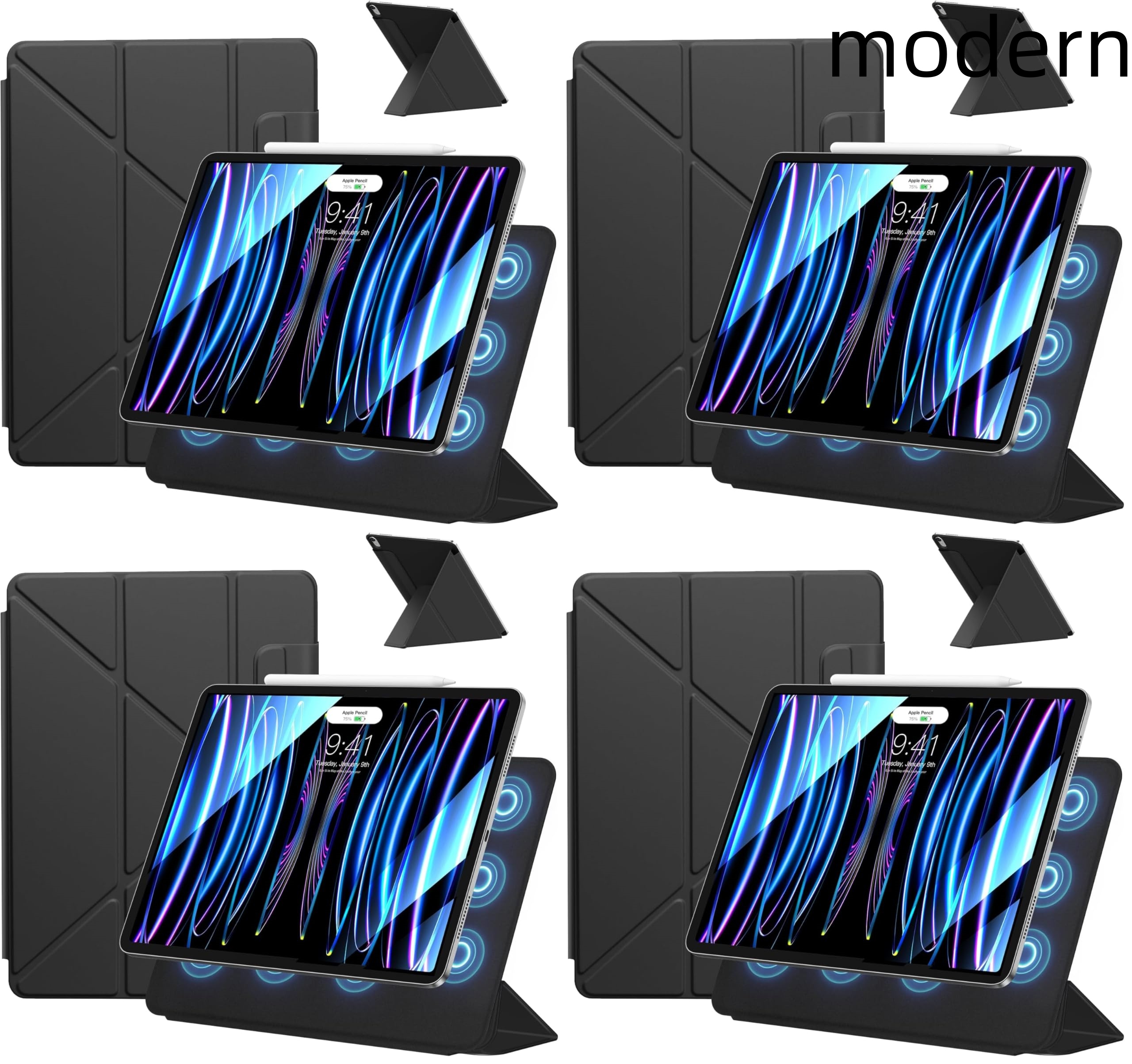 【送料無料】iPad 11世代 ケース (A16、2025) iPad 第10/11世代 (2022/2025)対応 強力マグネット吸着 横置&縦置 角度調整可能 三角形ス|modern