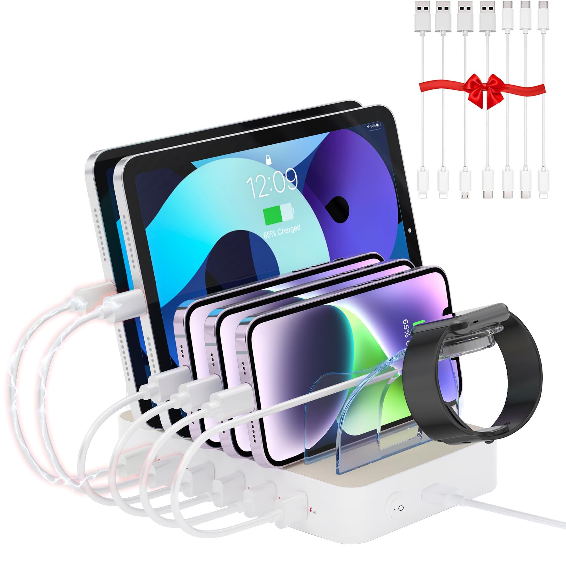 【送料無料】Unitek 2024 USB PD充電ステーション 6ポート PD20W*2+USB A*4 卓上充電スタンド 60W PSE認証済 6台同時 1.5A/2.4A/3A スマ｜modern