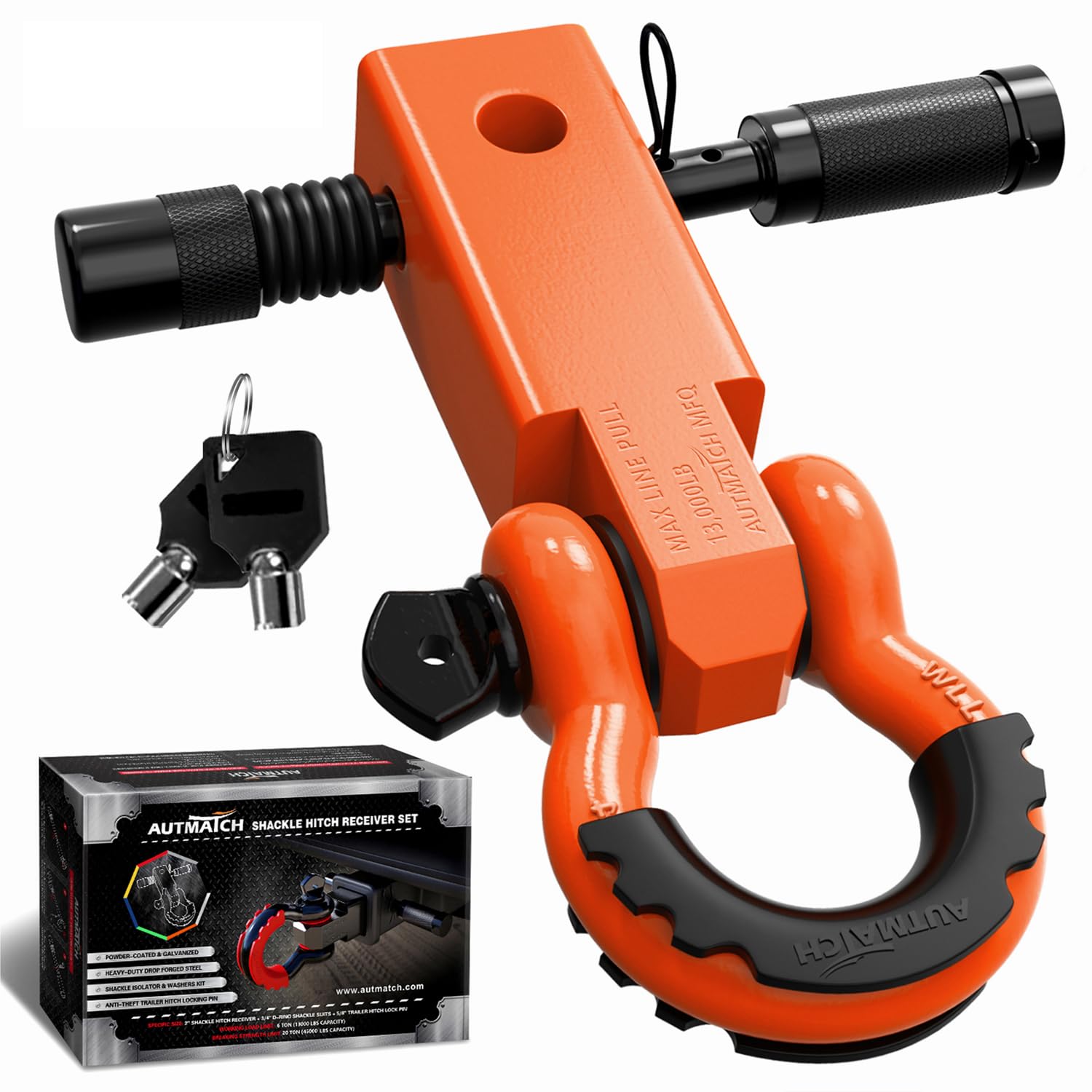 【送料無料】AUTMATCH シャックルヒッチレシーバー 5.08センチ 1.905センチDリングシャックルと1.587センチトレーラーヒッチロックピン|modern