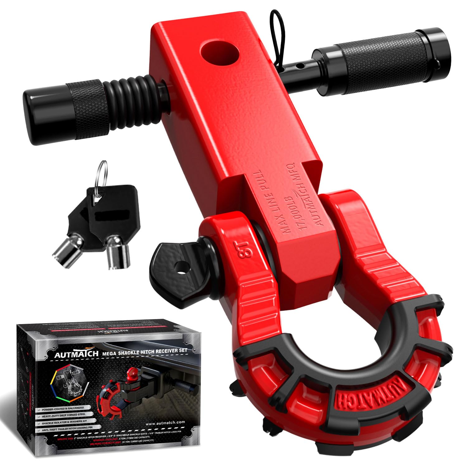 【送料無料】AUTMATCH シャックルヒッチレシーバー 5.1cm(2インチ)、 1.9cm(3/4インチ)メガDリングシャックルと1.6cm(5/8インチ)|modern