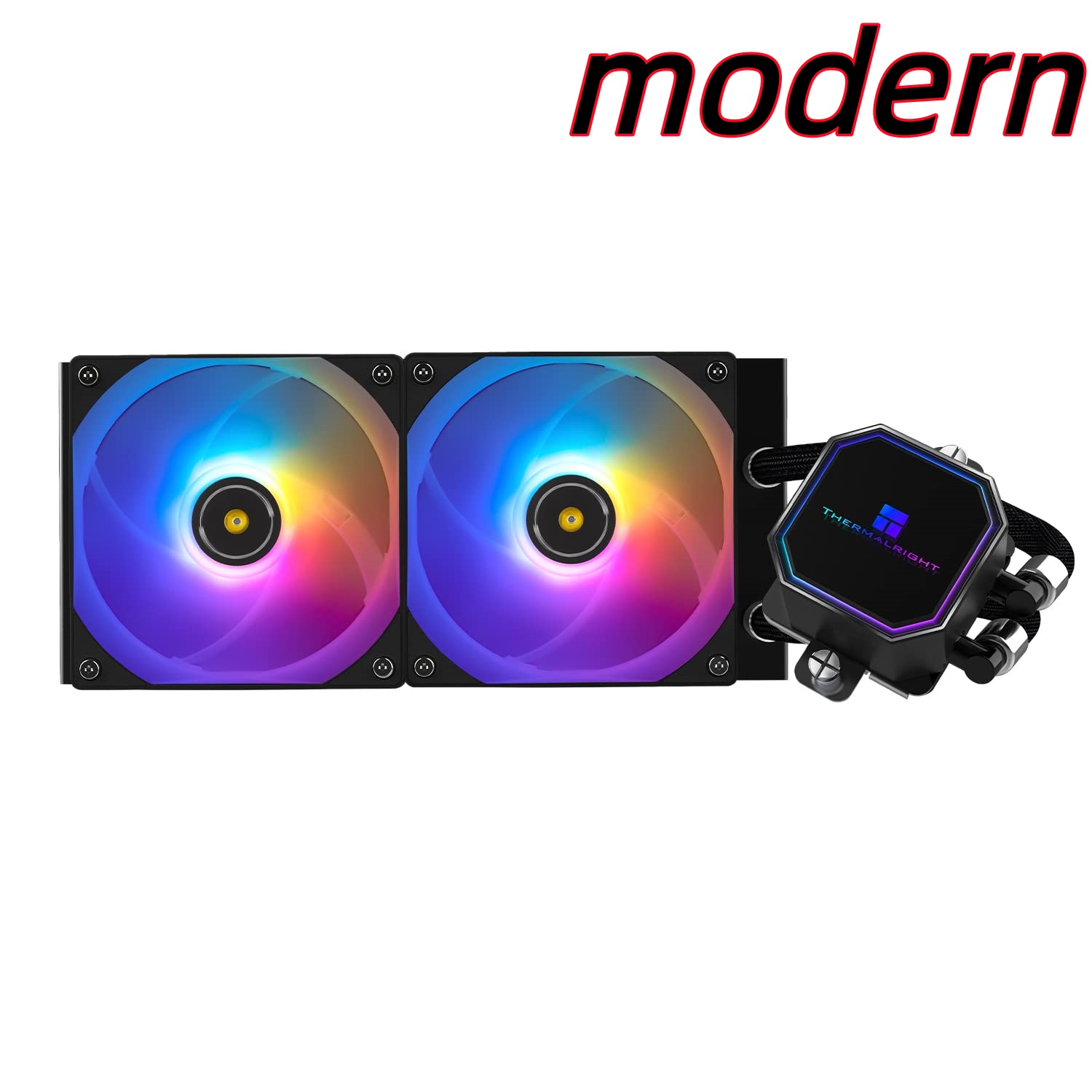 【送料無料】 240 Black ARGB AIO 水冷クーラー、液冷CPUクーラー、2&times;120mm PWMファン水冷システム、1850RPM高速、AMD/AM4/AM5 & Intel｜modern