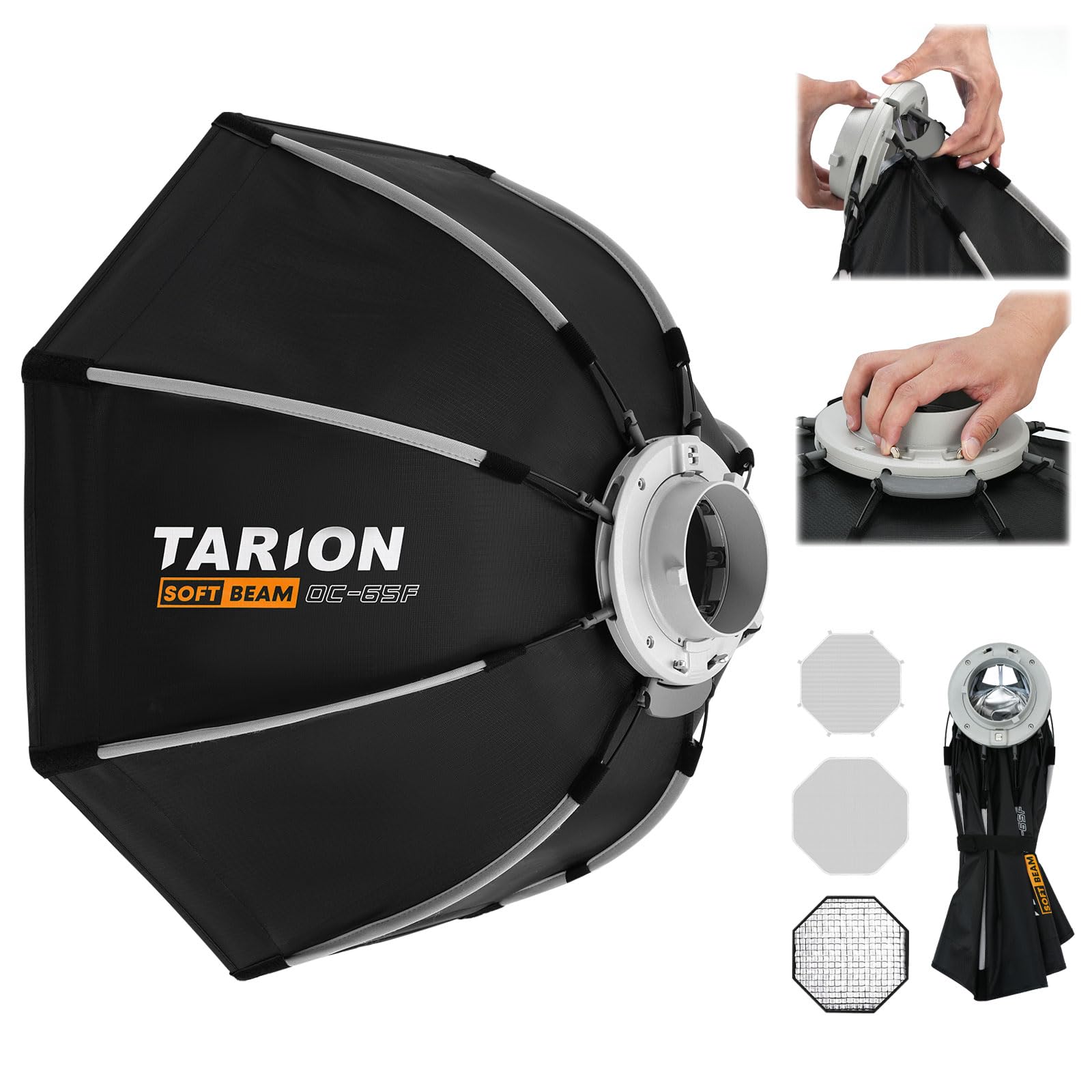 【送料無料】TARION 八角形ソフトボックス65cm ワンタッチクイックリリース ボーエンズマウント 折りたたみ式 ディフューザー/ハニカム|modern