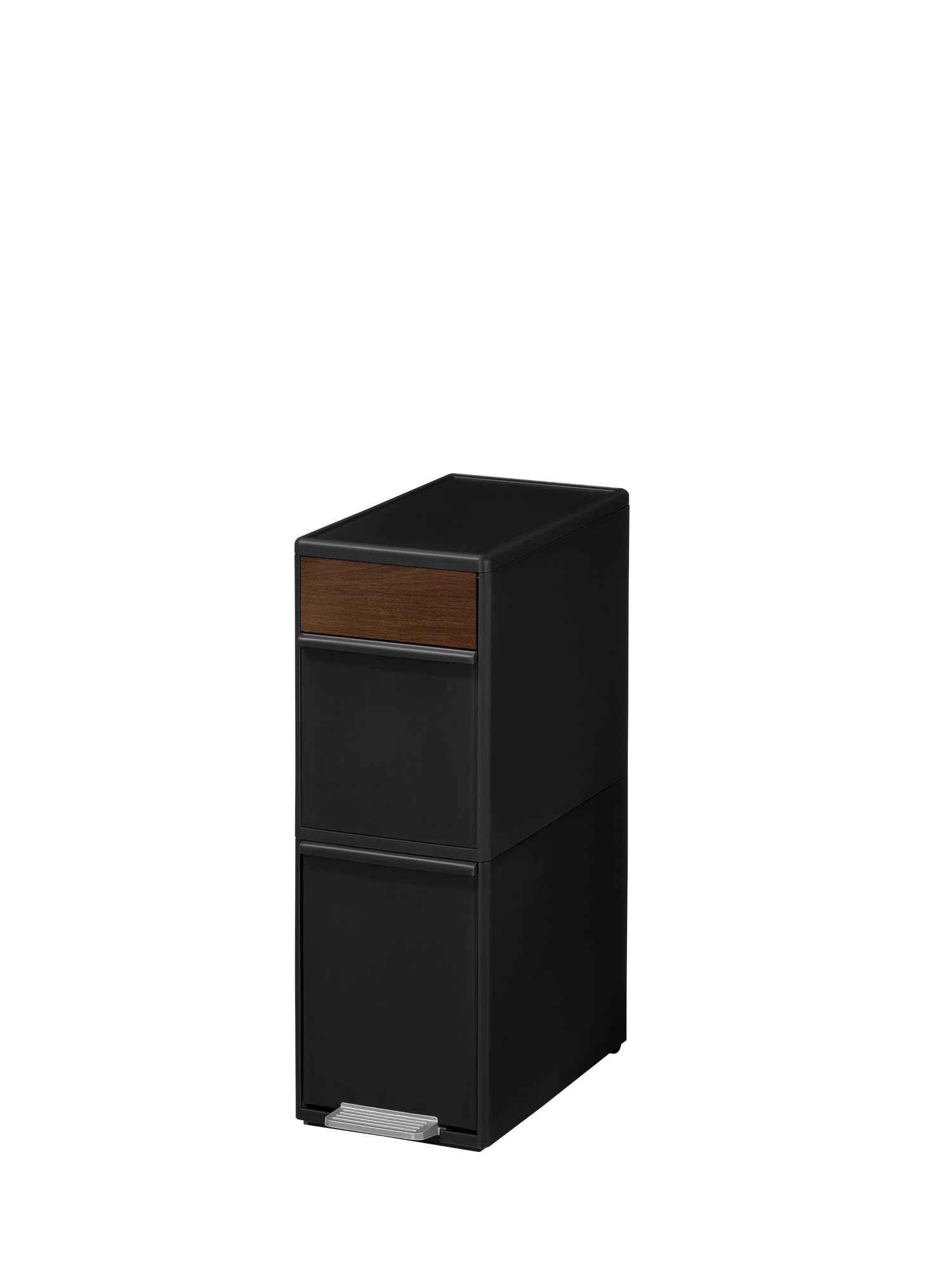 【送料無料】 ペダル式 ゴミ箱 多段 分別スイングステーションワイド 約35L(20Lx1段?15Lx1段) 木目調パネル ブラ|modern