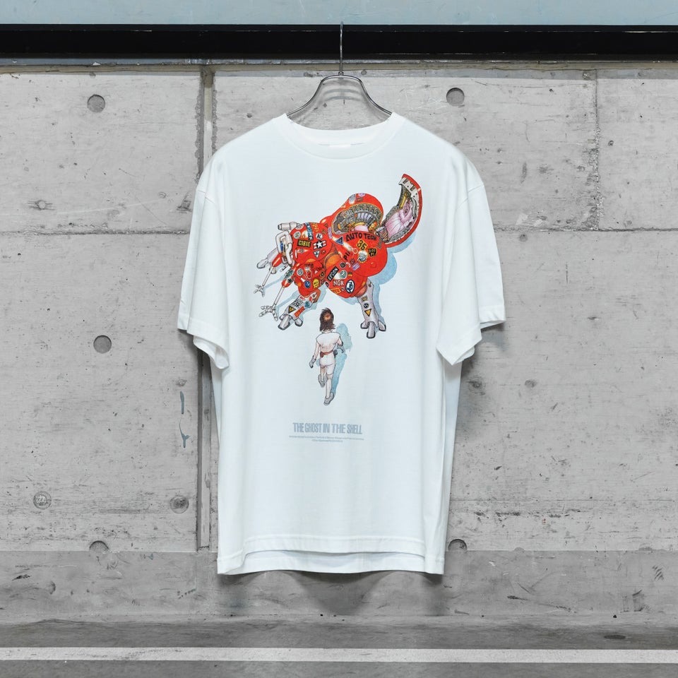 士郎正宗の領域展 ティーシャツ 大友克洋 × 攻殻工作隊トリビュートイラスト 大きさL AKIRA アキラ 金田の自動二輪車 フチコマ タチコマ 生きすだま はたご屋 ザ 甲殻 刷り上げるティーシャツ