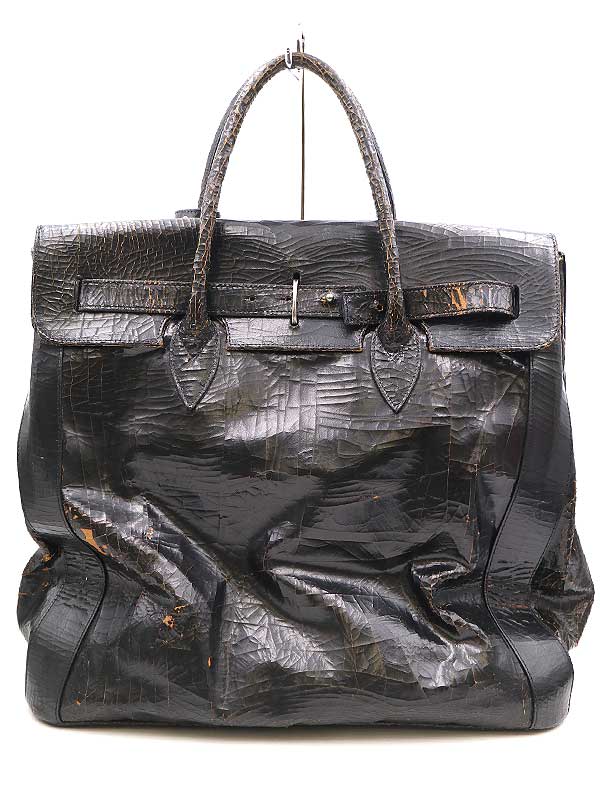 MARC MARMEL マークマーメル The Midi Herman Steamer Luggage Daybag medium  クラックレザーバッグ ブラック 【中古】 | MODESCAPE 楽天市場店