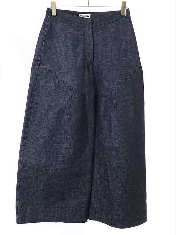 JIL SANDER ジルサンダー 23AW Diagonal Cotton Organic Denim Trouser ワイドデニムパンツ インディゴ 34 J03KA0205 J46463 【中古】 ITDAVIKKGAEO｜MODESCAPE 店