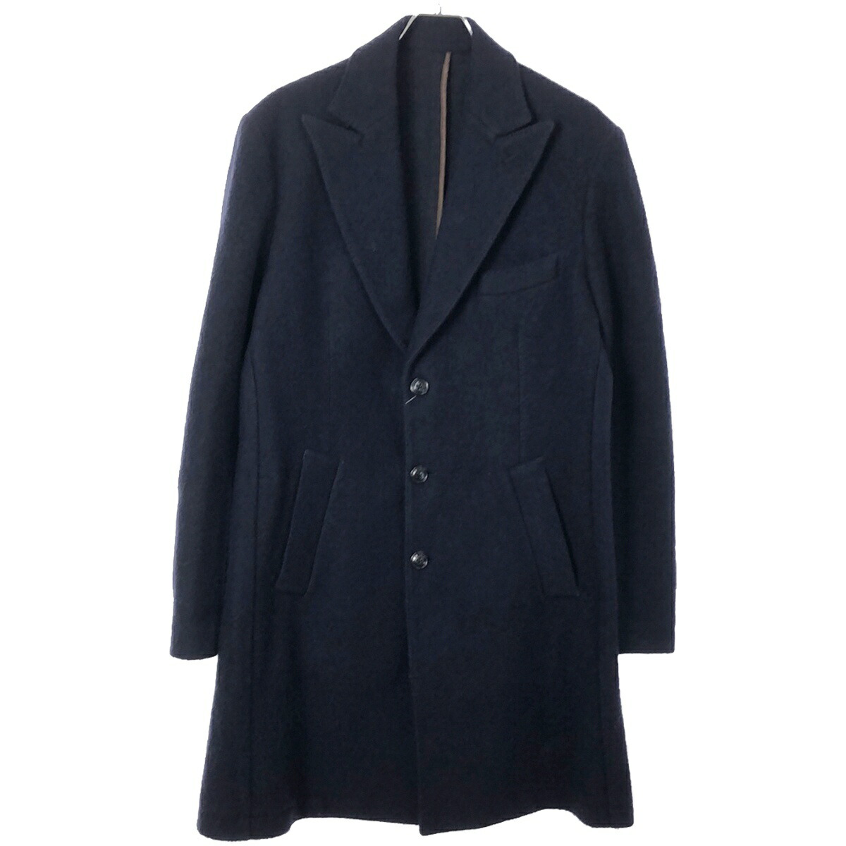 楽天市場】【中古】 パパスPapas ウールロングチェスターコート 紺L48
