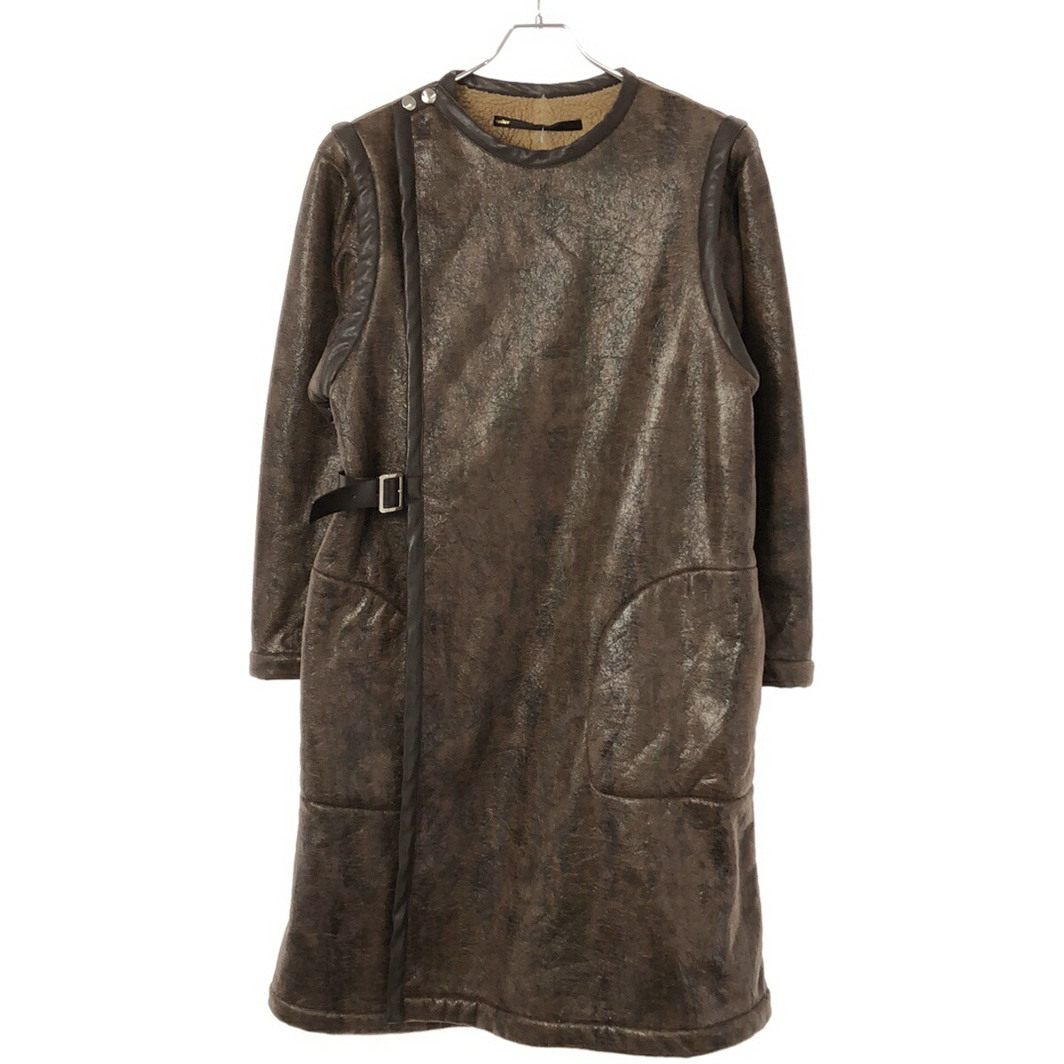 muller of yoshiokubo ミュラーオブヨシオクボ 21AW デタッチャブルスリーブシンセティックレザーコート MLF21708 ブラウン 36 【中古】 IT3WOT5Y2XXY｜MODESCAPE 店