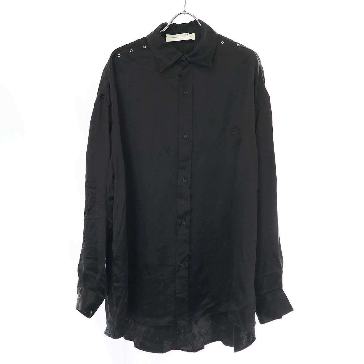 1017 ALYX 9SM アリクス 24SS Longsleeve Cupro Shirt With Eyelets シャツ AAUSH0236FA01 ブラック M 【中古】 ITTXUN9VIPMJ|MODESCAPE 店