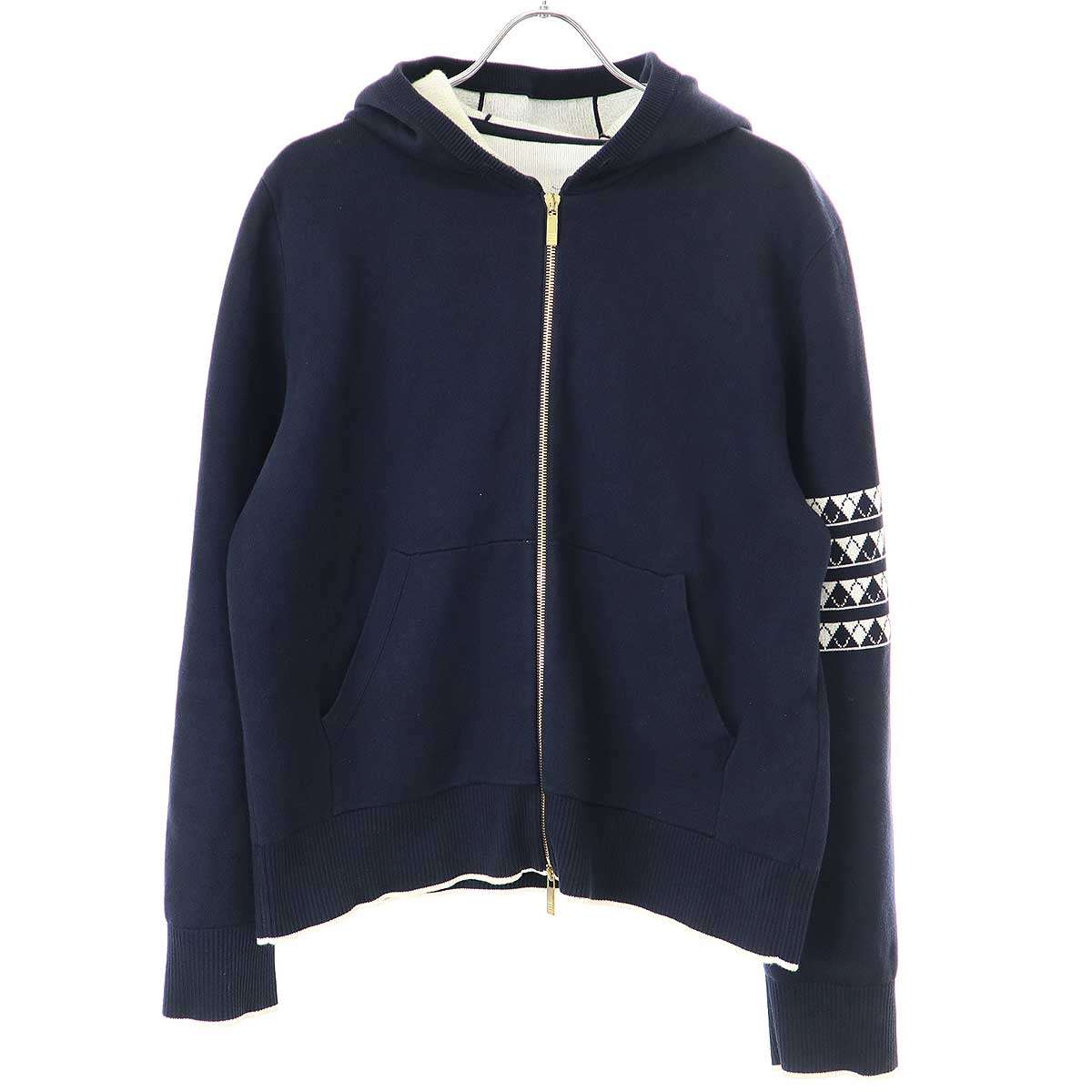 【極美品】THOM BROWNE トムブラウン　4barジップパーカー　フーディ 極美品】THOM BROWNE トムブラウン 4barジップパーカー フーディ