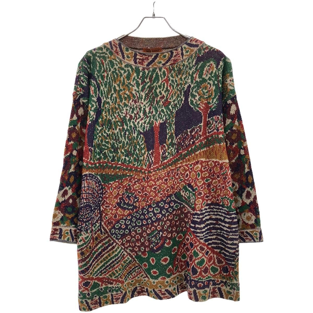 美品 MISSONI ミッソーニ ニット セーター モヘア混 イタリア製 幾何学 MISSONI #anc ミッソーニ ニット・セーター 48 マルチ Vネック