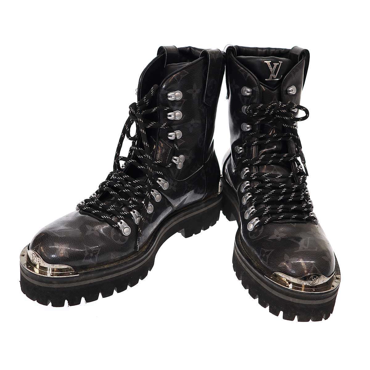 LOUIS VUITTON ルイヴィトン 18AW アウトランドライン モノグラムブーツ  黒いこと 7 【中古】 IT07E50GRNAG