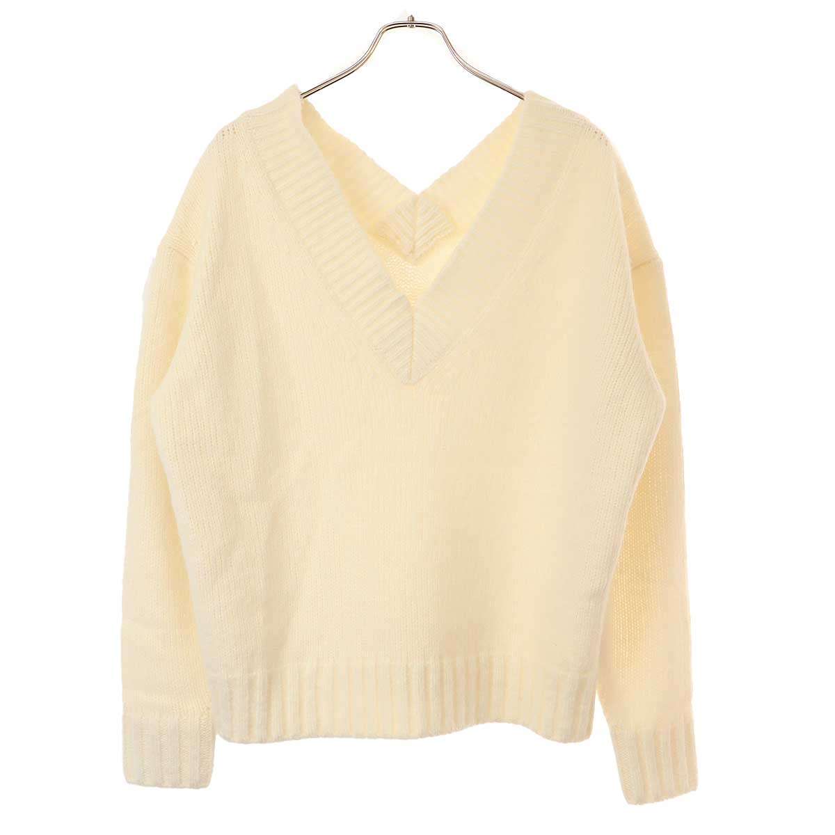 MADISON BLUE マディソン青色 23AW LOOSE V NECK PO 濫りがわしいVネックニットセーター MB234-8017 白いこと 01 【中古】 ITQKGFM4Q19A ニット・セーター-トップス-セーター