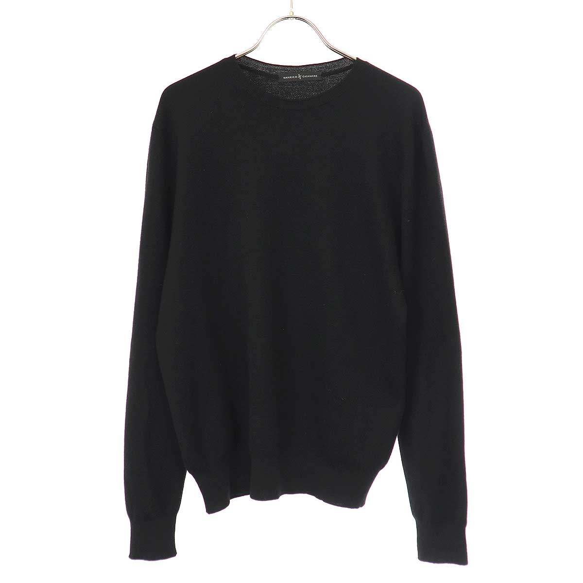 MANRICO CASHMERE マンリコ カシミヤ スーパーカシミア クルーネックニットセーター ブラック S 【中古】 ITOKH9PQ0JQC｜MODESCAPE 店