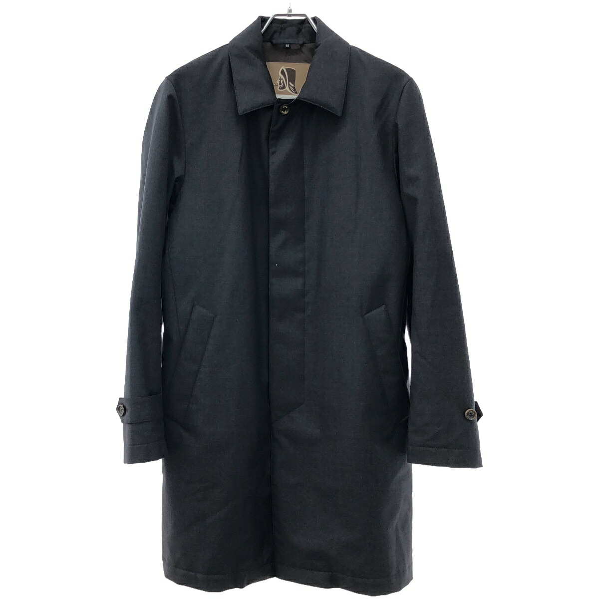 SEALUP 裏チェックウールステンカラーコート バルマカーン バルカラー 紺 SEALUP 裏チェックウールステンカラーコート バルマカーン