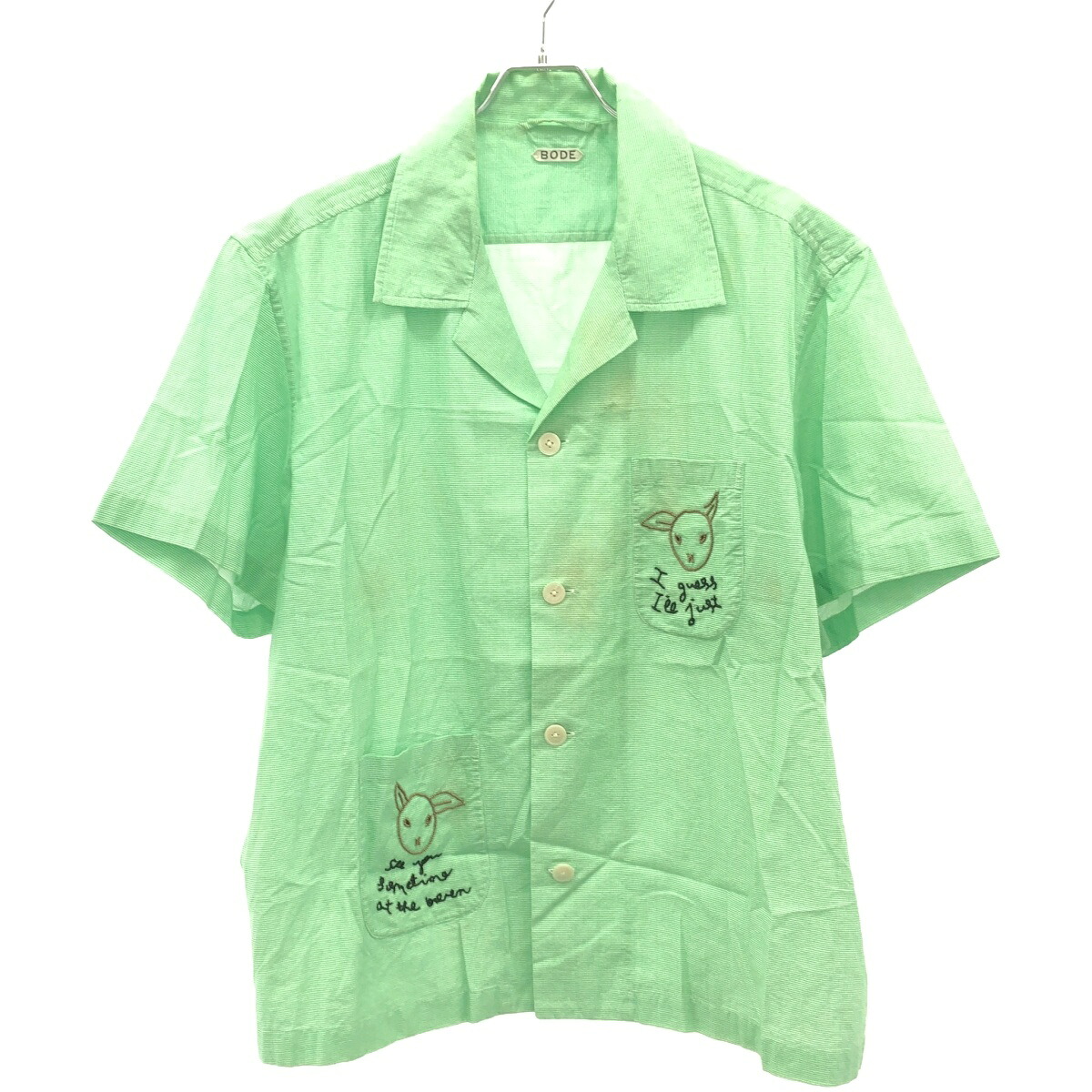 BODE NY ボーディー 24SS See You at the Barn Short Sleeve Shirt ショートスリーブシャツ グリーン XL 【中古】 ITWPAJUI9JW2|MODESCAPE 店