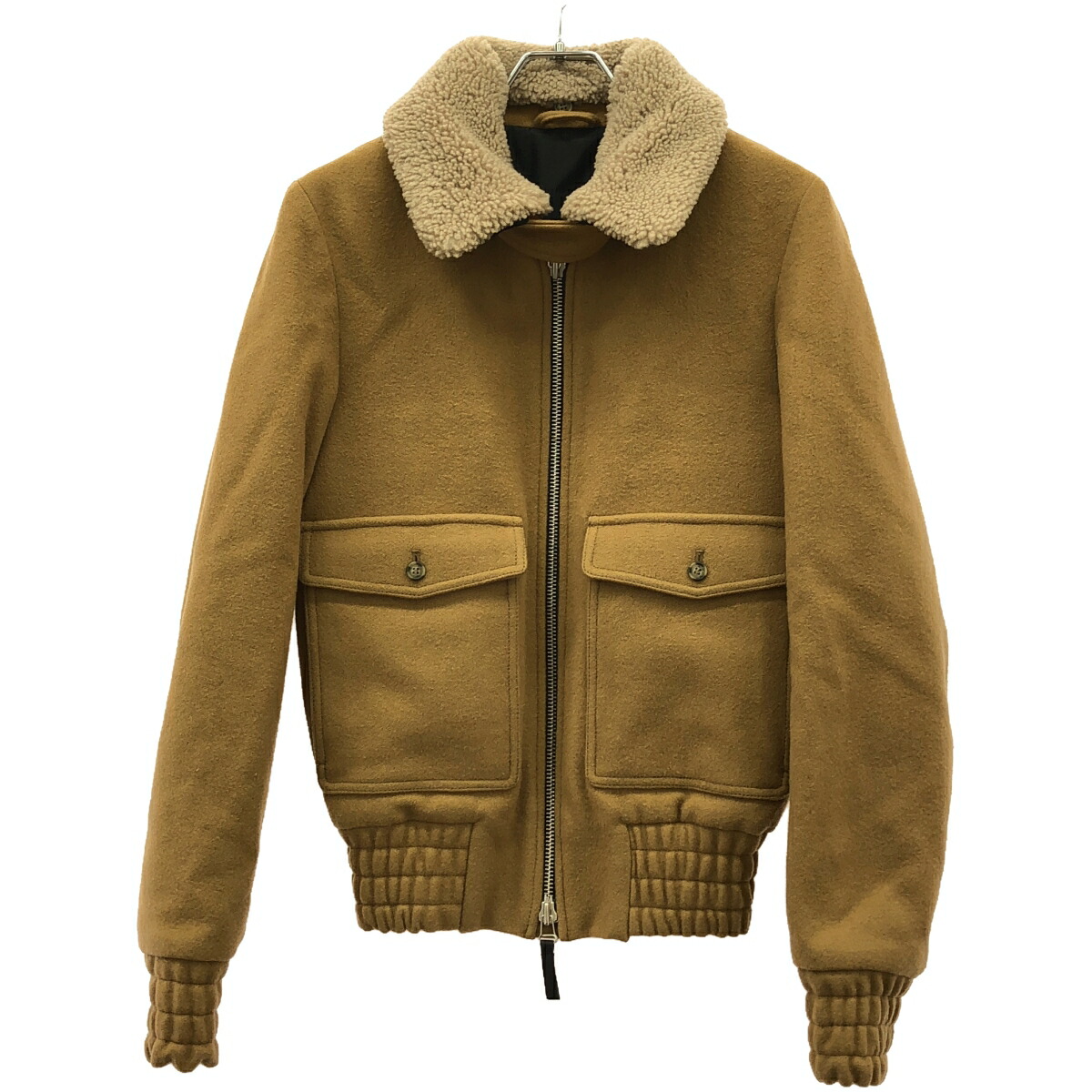 ami alexandre mattiussi アミ アレクサンドル マテュッシ 14AW Shearling Blouson ジップアップボンバージャケット H14OW14.18 キャメル XS 【中古】 IT8ALXU9TPBG｜MODESCAPE 店
