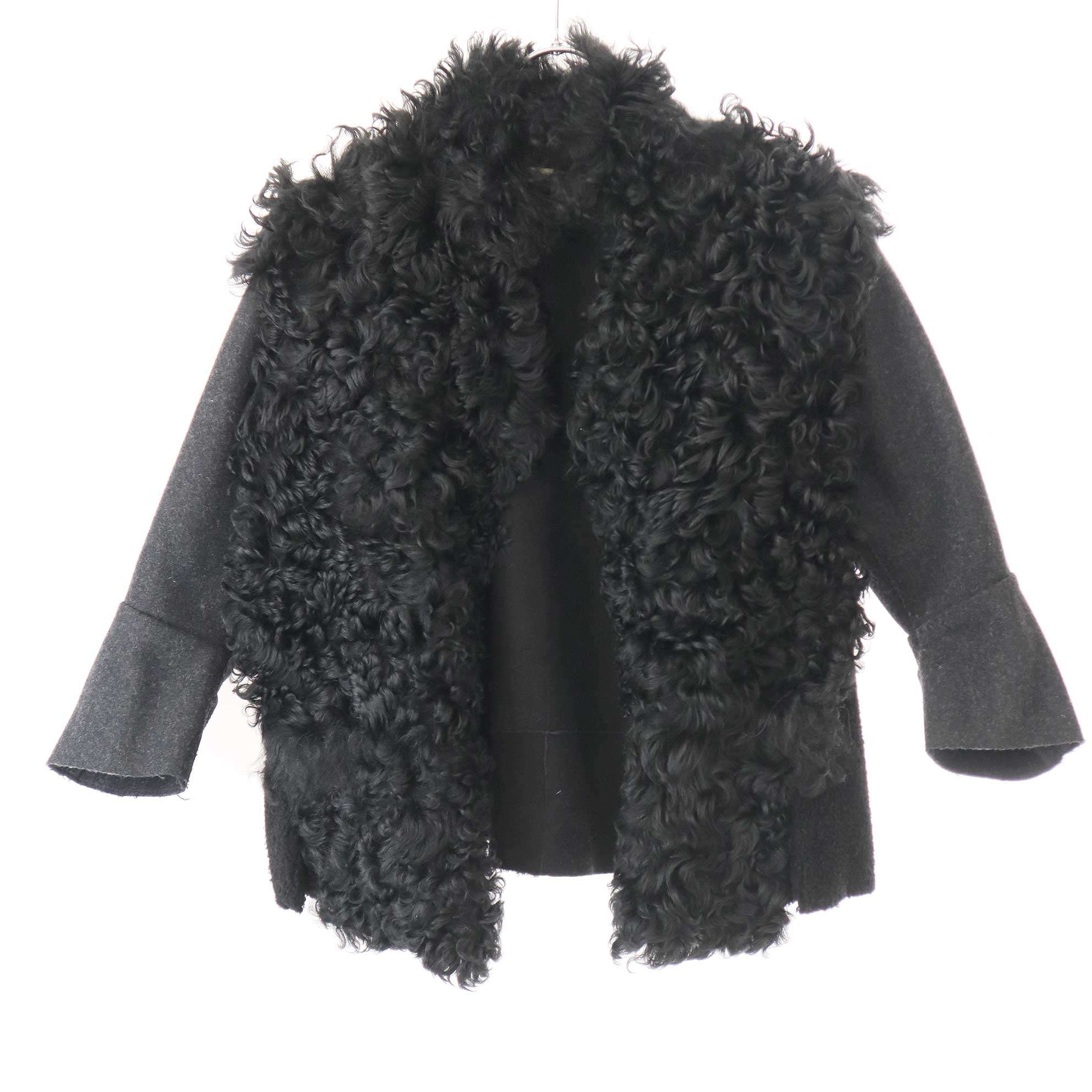 MARNI マルニ 11AW シャーリングムートンレザー 羊毛上衣  黒いこと 40 【中古】 IT0T48IKP8QU