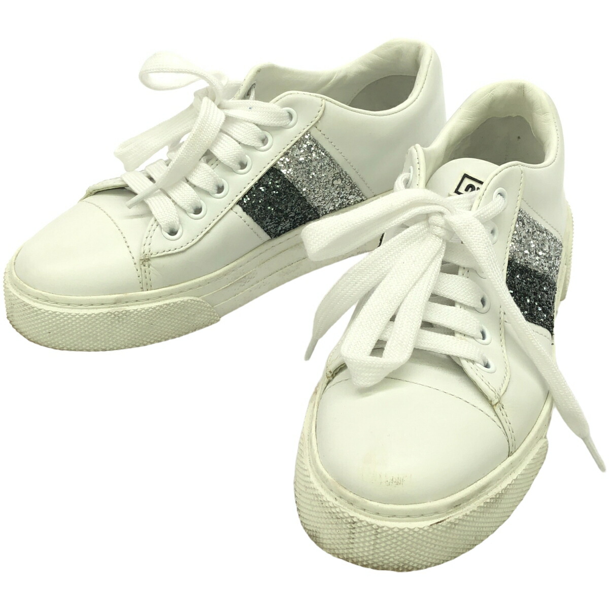 MIUMIU ミュウミュウ　白スニーカー　厚底　グリッター　クリスタル　ホワイト 楽天市場】【中古】 MIU MIU ミュウミュウ パテント クリスタル厚底