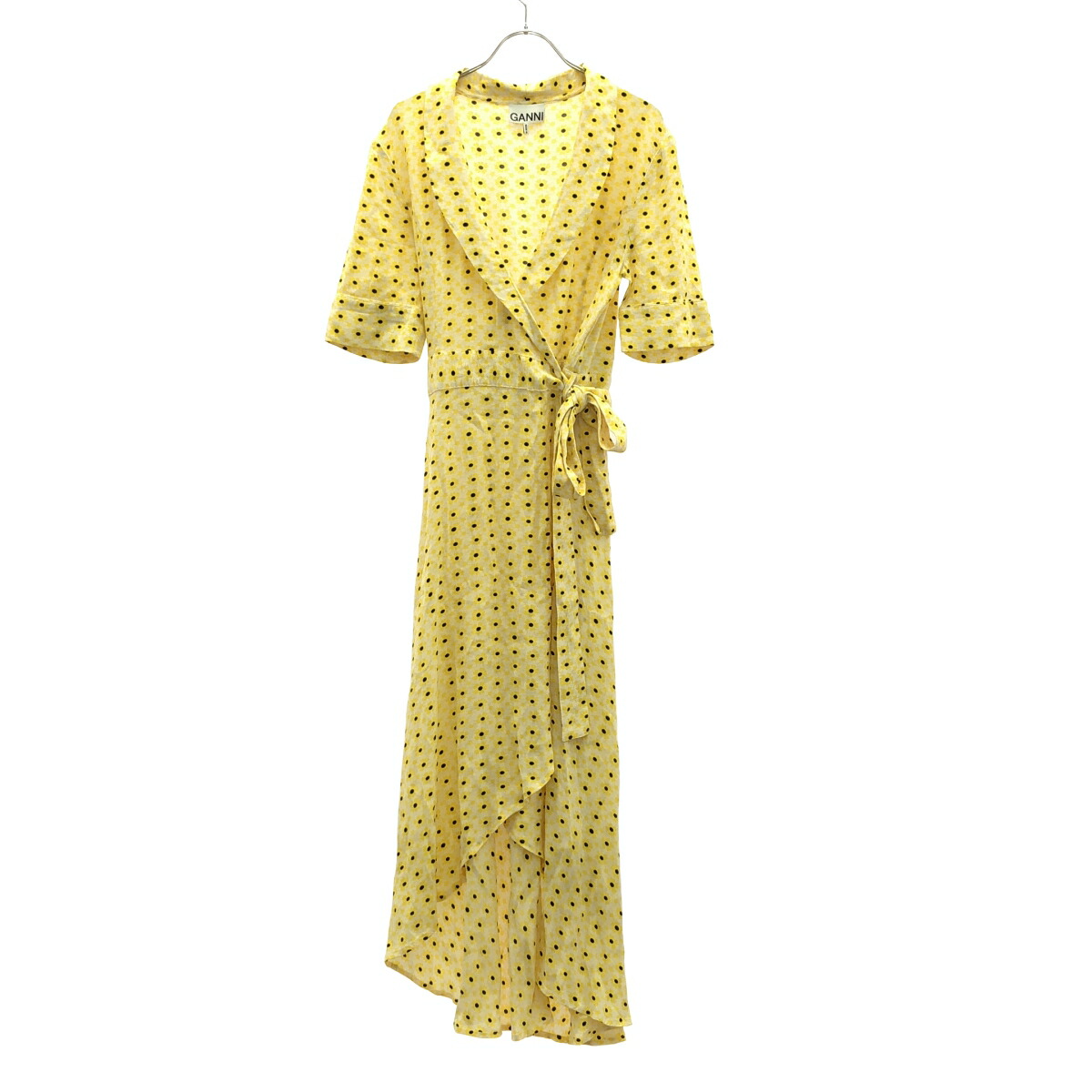 GANNI ガニーフローラルミニドレス ワンピース 半袖 イエロー Ain イエロー（黄色）系 Ganni(ガニー) ワンピース(レディース