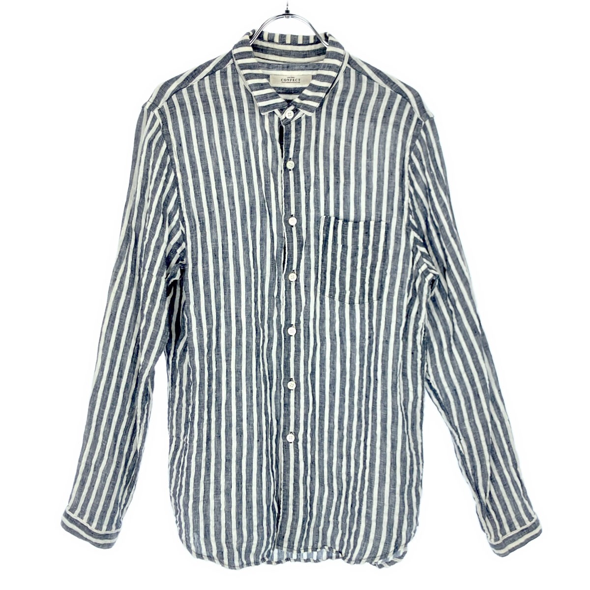 nestRobe CONFECT リネンストライプ半袖カバーシャツ 23SS リネンストライプ 半袖カバーシャツ｜nest Robe / CONFECT