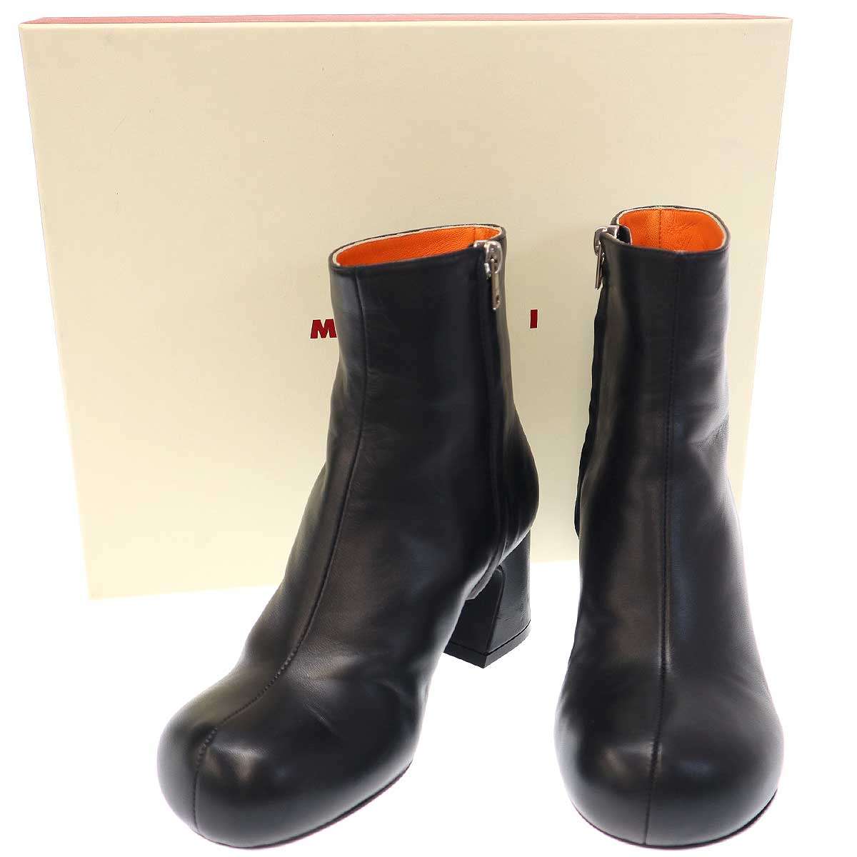 【美品】MARNI マルニ 38 24.0 ブーティ ブーツ レザー 美品】MARNI マルニ 38 24.0 ブーティ ブーツ レザー