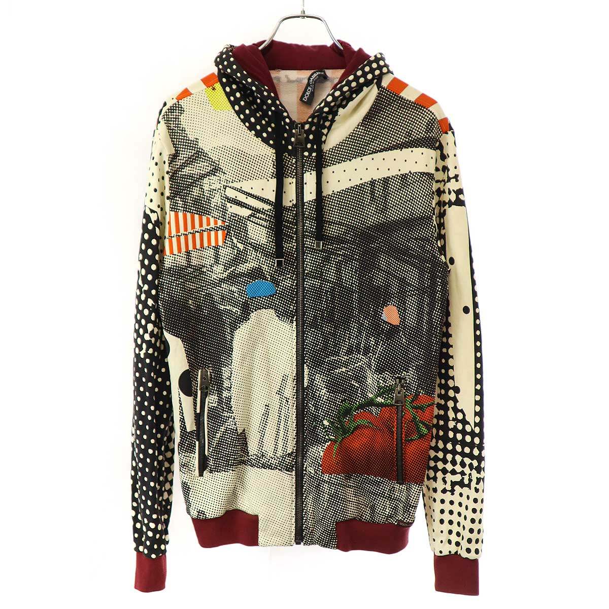 ドルチェ&ガッバーナ　ボア　パーカー　44サイズ　黒　ビッグロゴ　フーディー DOLCE&GABBANA ドルチェ ＆ ガッバーナ パーカー フーディー