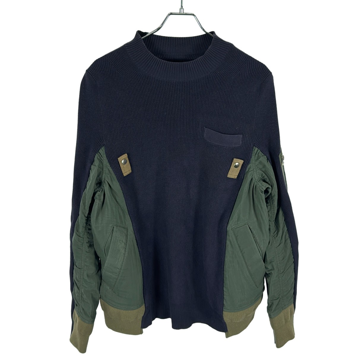 【極美品】sacai 20SS プリーツドッキング 半袖 コットン ニット 00003913-1.jpg