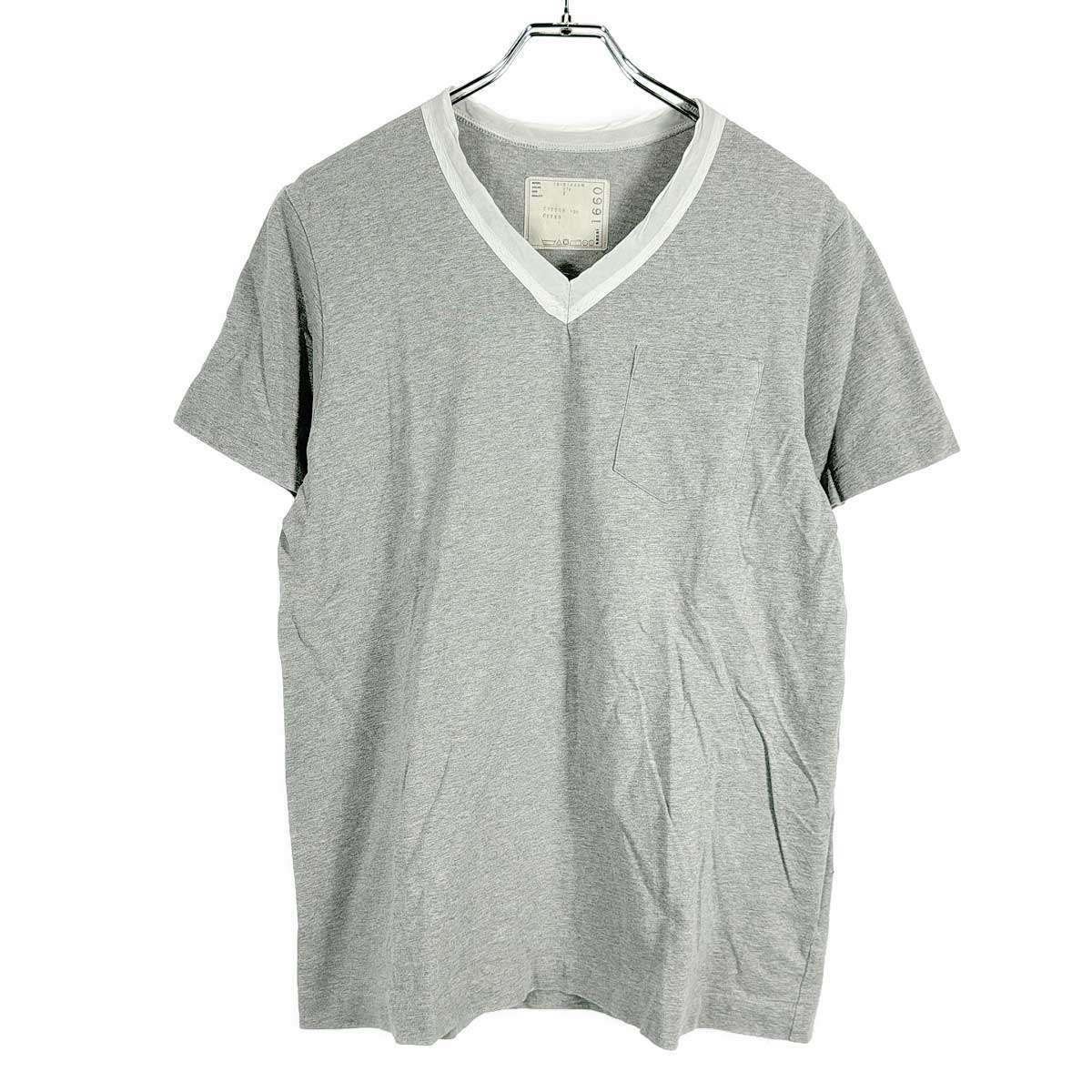 【値下げ】sacai 異素材切替ノースリーブシャツ ベージュ サイズ：1 (代官山店) sacai(サカイ) 25SS【Flock Print T-Shirt】フロックプリントT