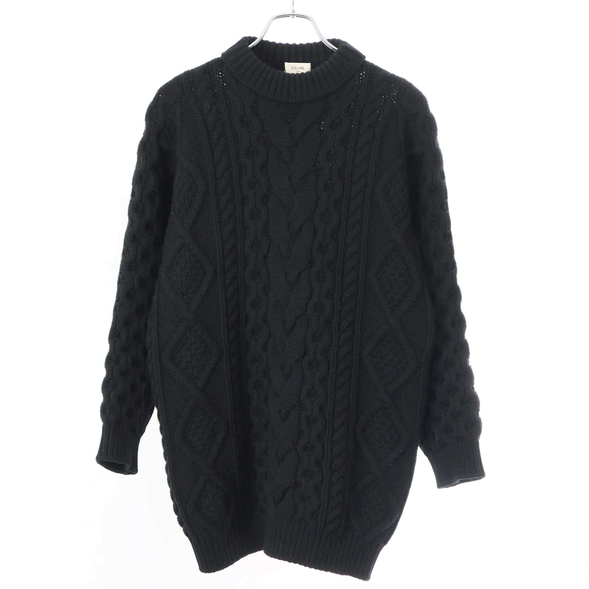 CELINE ブラック リブ編み セーターM CELINE ブラック リブ編み セーター