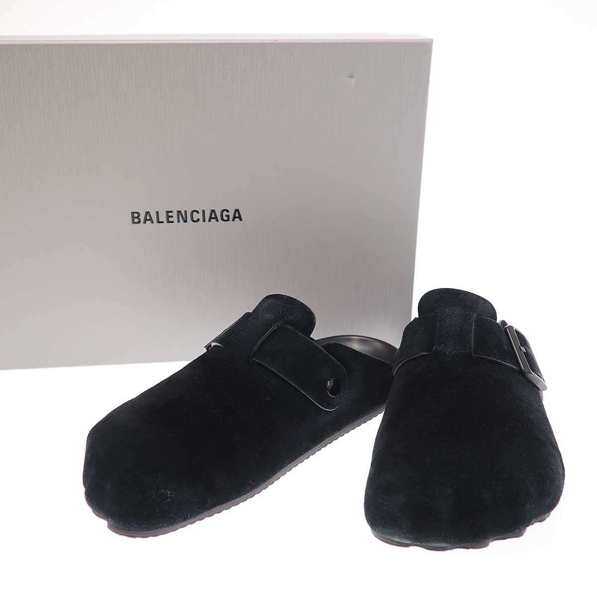 【未使用級】BALENCIAGA スクエアトゥ ミュール 黒 レザー 24cm 未使用級】BALENCIAGA スクエアトゥ ミュール 黒 レザー 24cm