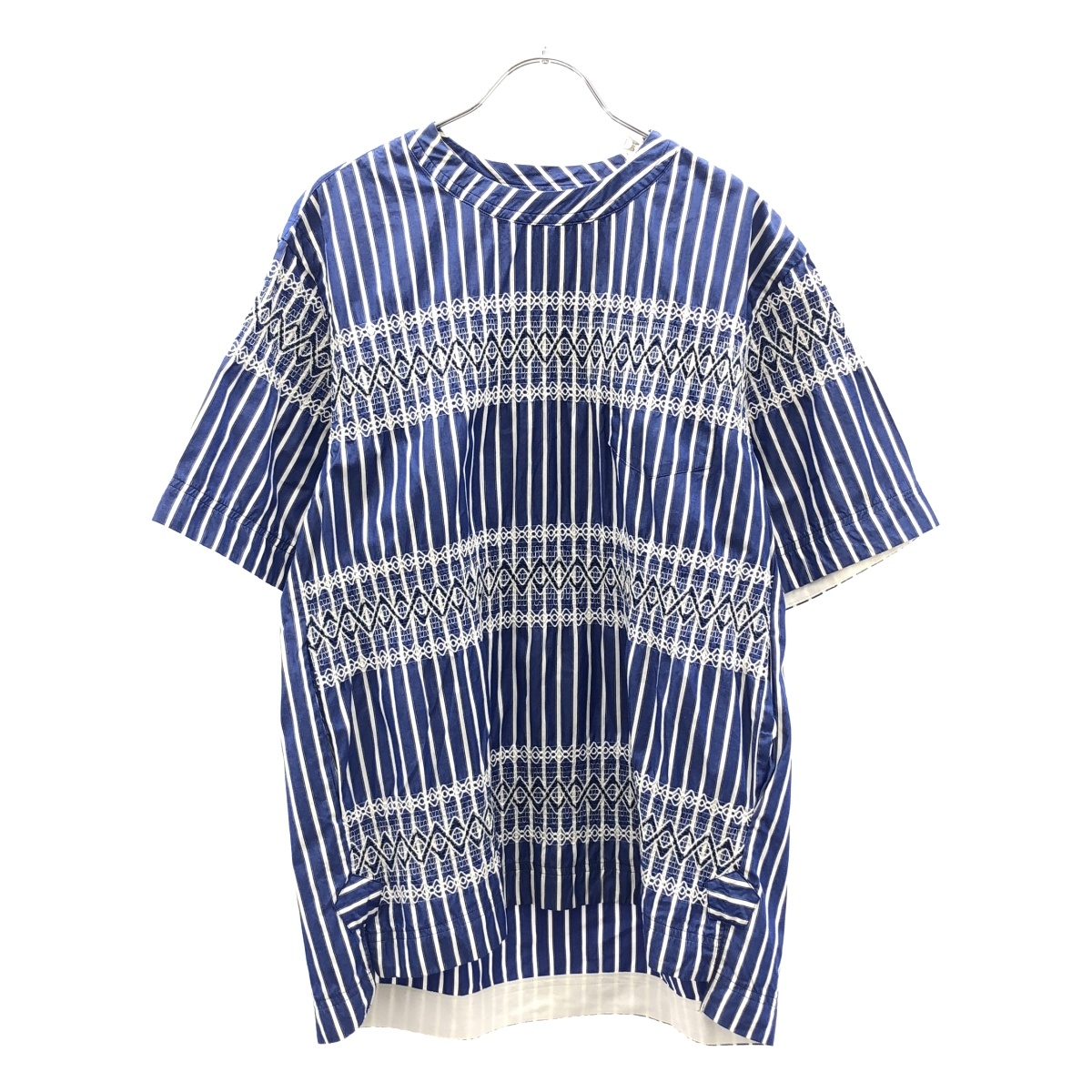 sacai サカイ 18SS ノルディック刺繍ストライププルオーバーシャツ 18-01570M ブルー 1 【中古】 IT4D7IJ6FWUG｜MODESCAPE 店