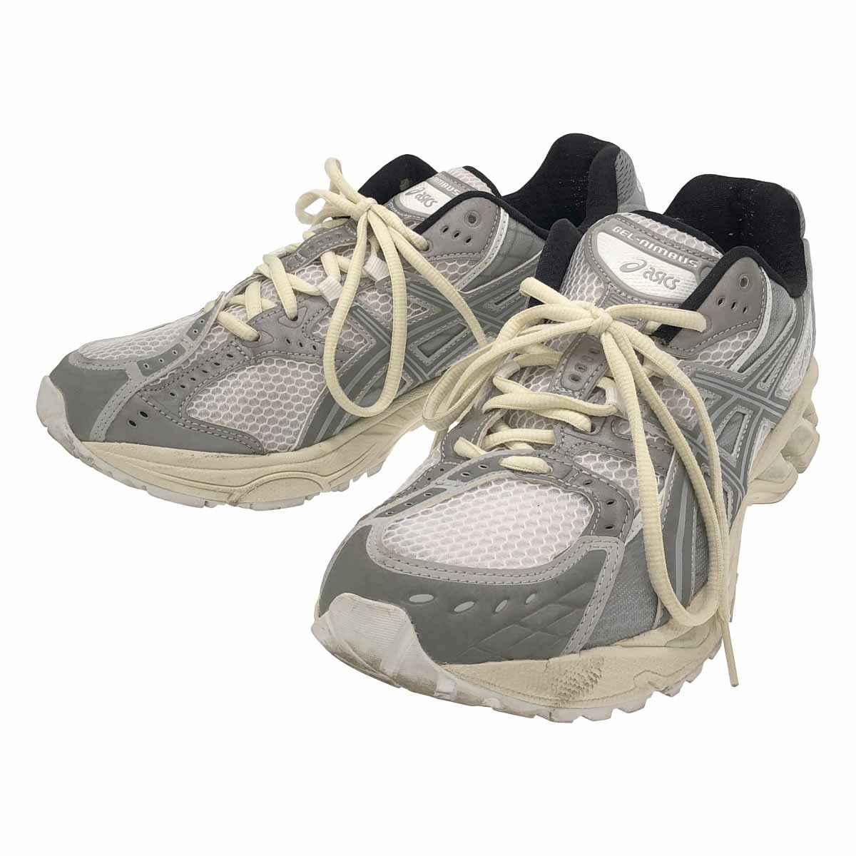 asics アシックス GEL-NIMBUS 10.1 WHITE/SHEET ROCK スニーカー 1203A673-100 グレー×ホワイト 27cm 【中古】 ITLLGECSIQZY|MODESCAPE 店