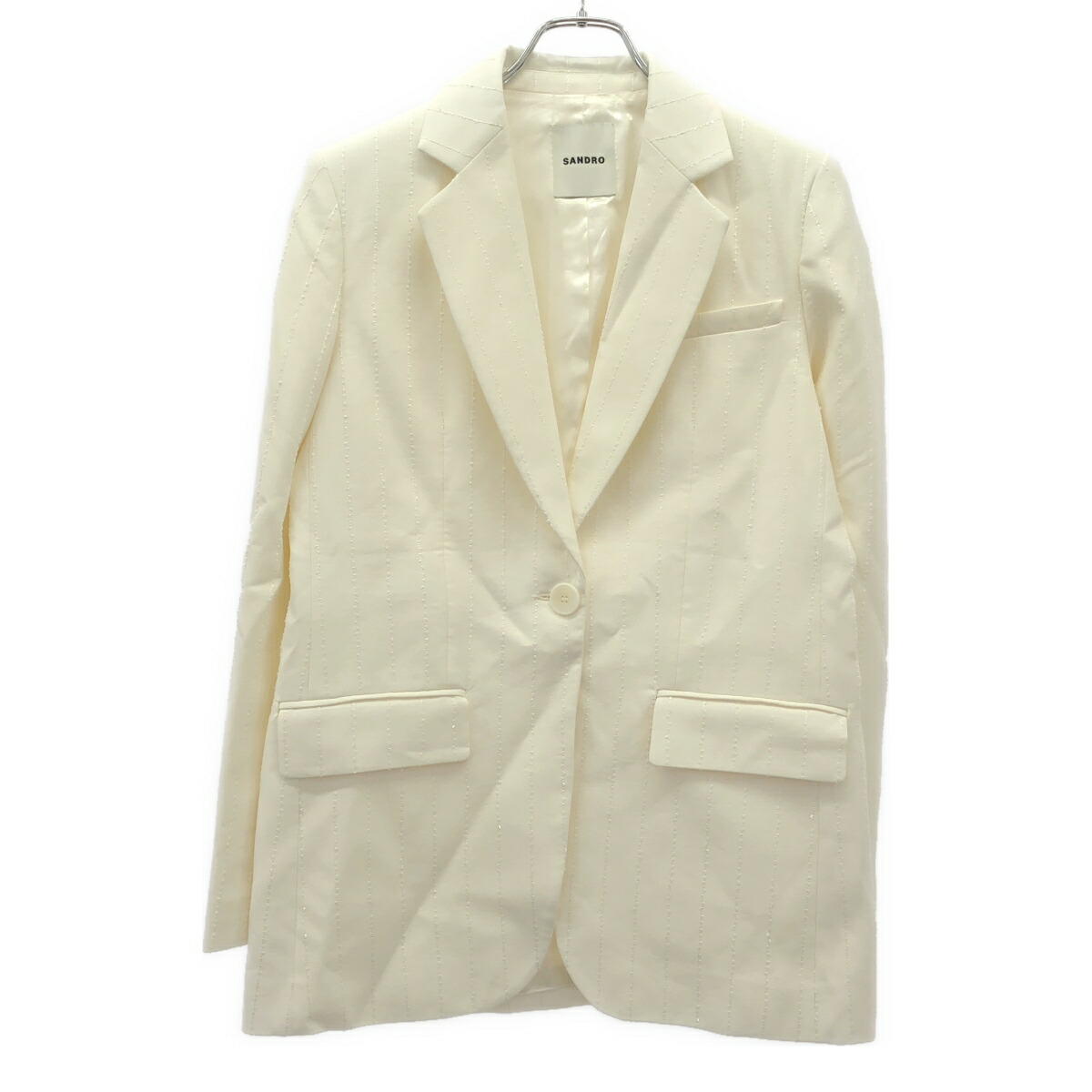 sandro 砂子ロ 25SS suit jacket ビーズかざり付けるスポーツジャケット上衣 SFPVE01151-11 白いこと系 34 【中古】 ITXAI5ZU3KG0 レディースファッション-コート・ジャケット