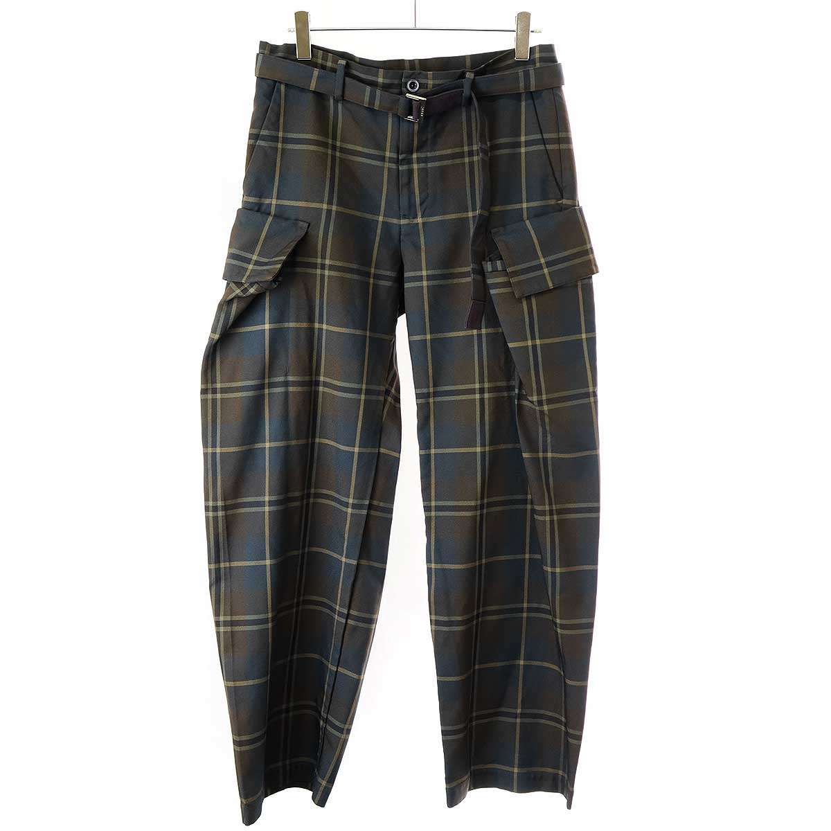 楽天市場】sacai サカイ 18AW ウールグレンチェックパンツ 0 ブラウン