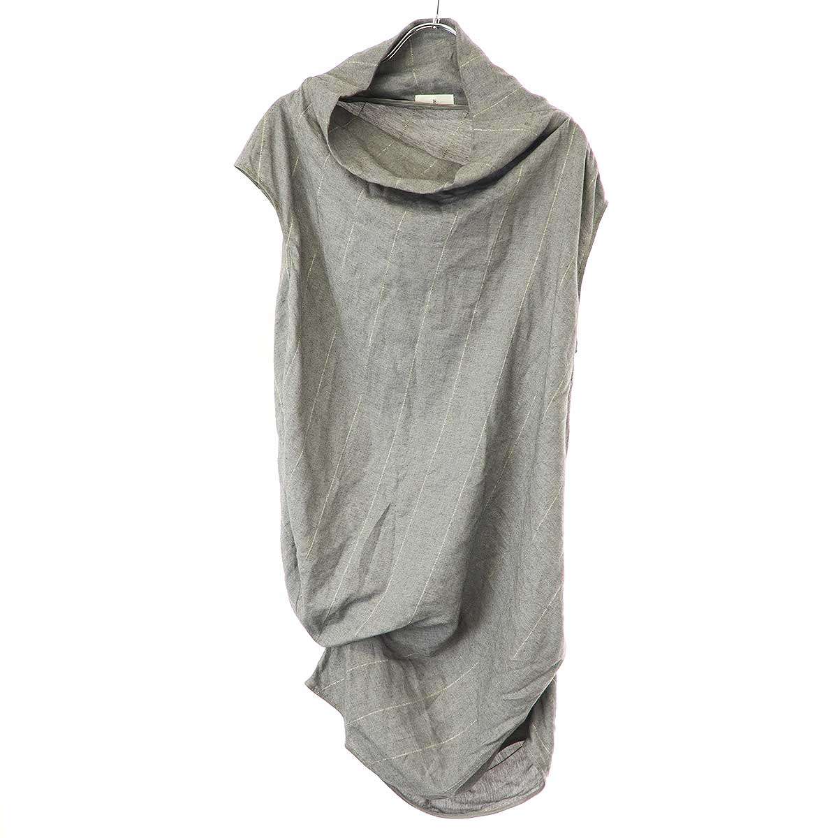 TB TOMORROWLAND .B トゥモローランド ビー 24AW ラメストライプ アシンメトリックタックドレープブラウス 48-01-44-01003 グレー F 【中古】 ITJJL126972A|MODESCAPE 店
