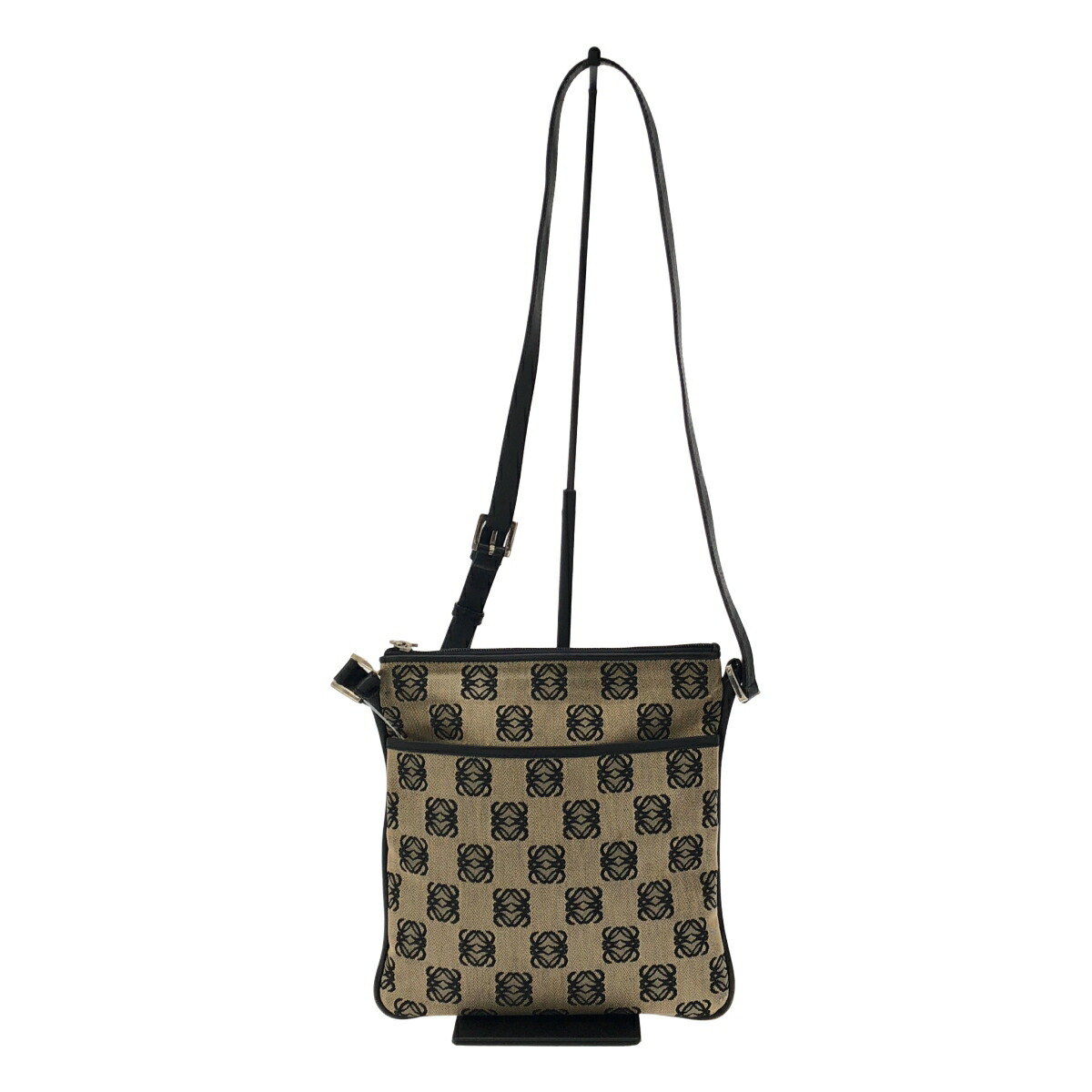 LOEWE ロエベ アナグラムキャンバスショルダーバッグ  ベージュ 黒いこと  【中古】 ITAHT0WL03JE