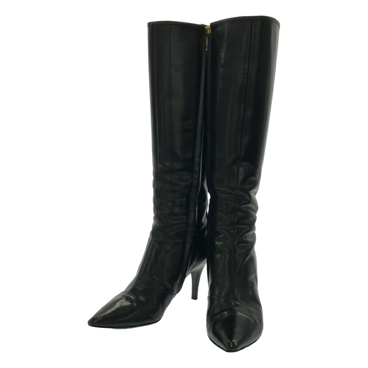 美品　ルイヴィトン　ロングブーツ　ローヒール　レザー　手裏剣　ロゴ　22.5cm 楽天市場】【靴】LOUIS VUITTON ルイ ヴィトン ロングブーツ ヒール