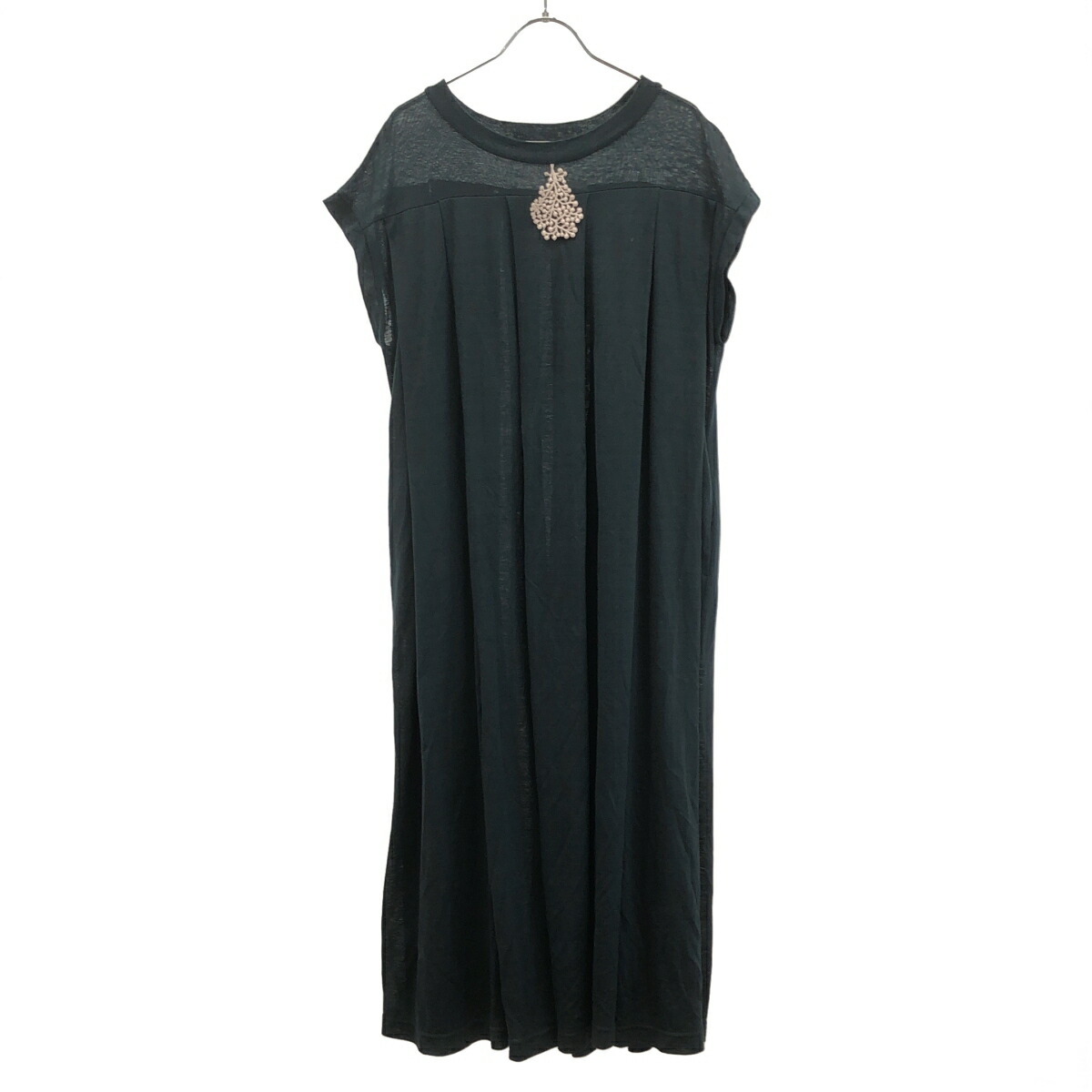 mina perhonen ミナペルホネン 25SS viile・・ リネンシルクカットソードレスワンピース ads8979 青色緑であること系 38 【中古】 ITLGEZKIFPJ0 ワンピース-レディースファッション