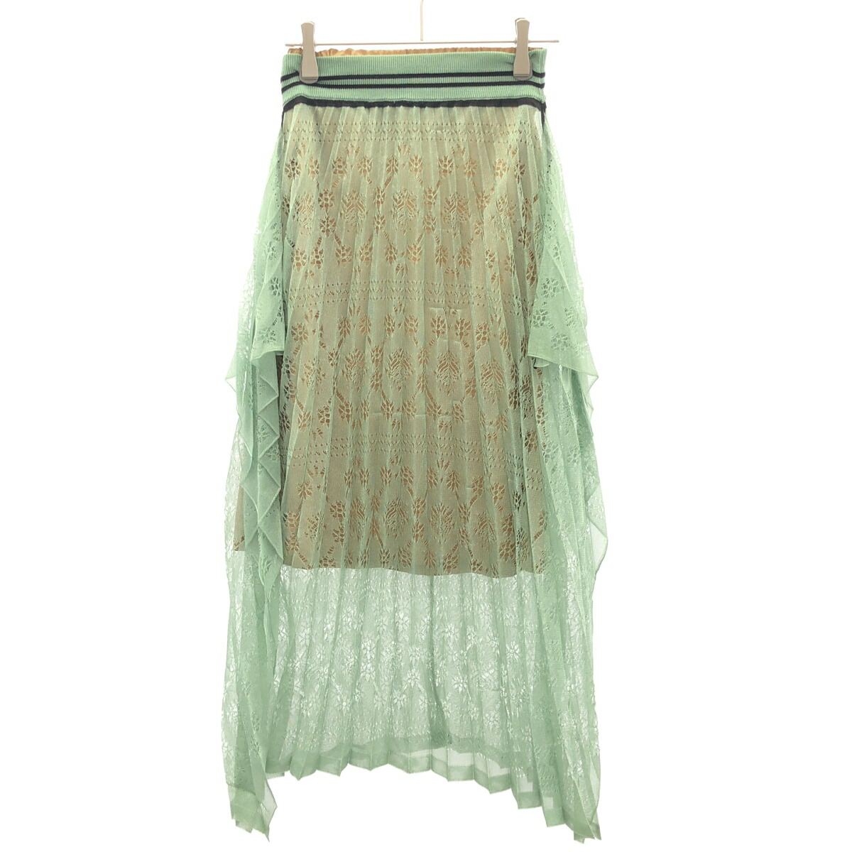 mame kurogouchi マメ科植物 クロゴウチ 20SS Wrapping Knit Skirt  レースニットスカート MM20SS-KN038 緑であること 1 【中古】 IT28XAAQS1ZK