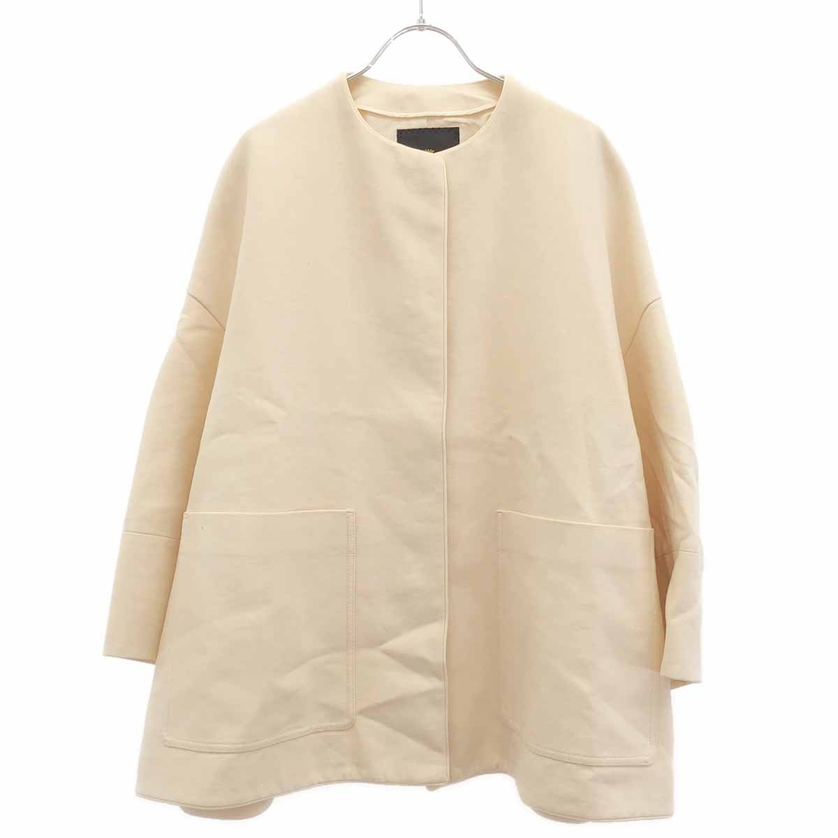 楽天市場】【ドゥロワー】DRAWER ウール×シルク ノーカラー フリル