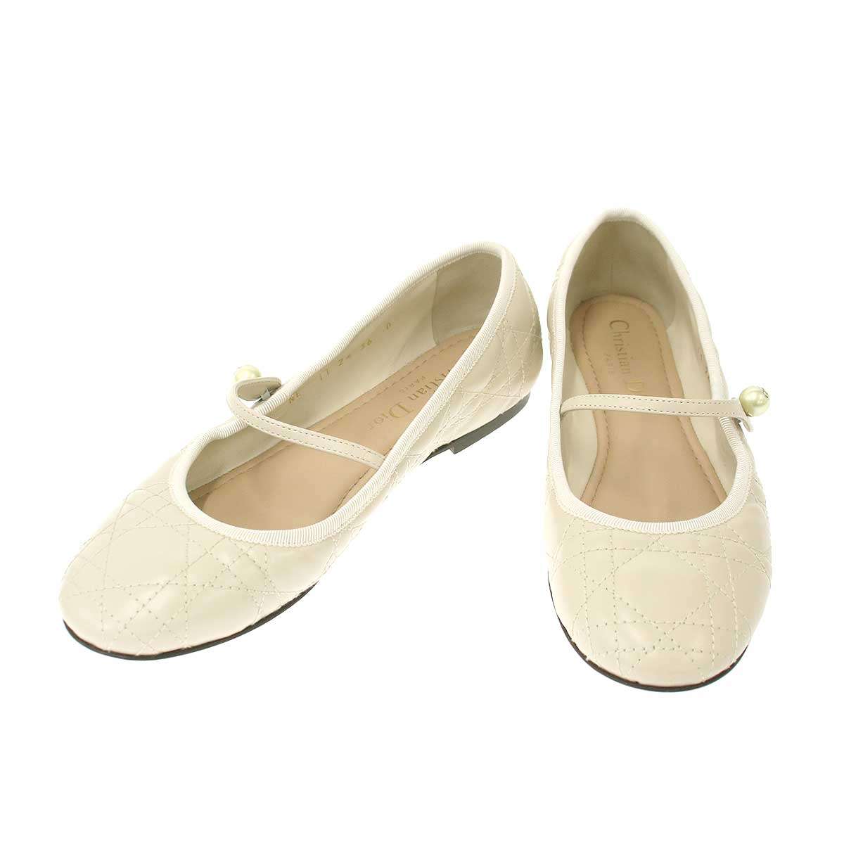 Christian Dior ディオール 女性バレエダンサー カナージュ キルティングパンプス  ベージュ 36 【中古】 ITOSL0LHF9YC