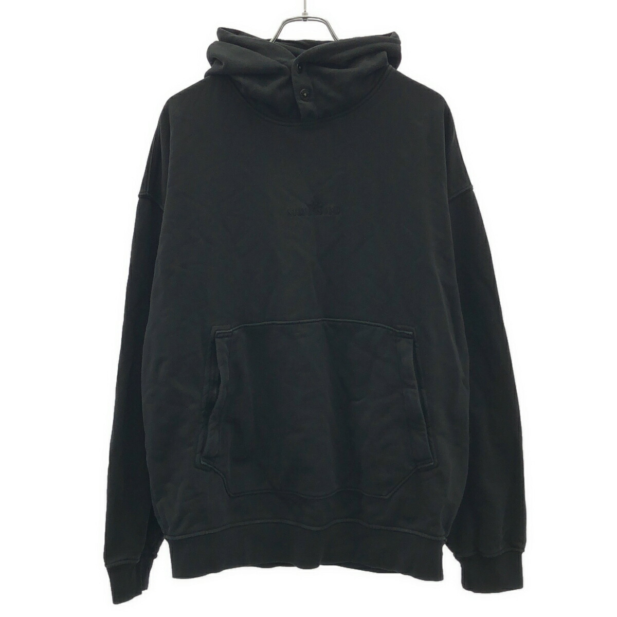 【新品】STONE  ワッペン付 パーカー ブラック M STONE ISLAND ストーンアイランド ワッペン付き プルオーバーパーカー