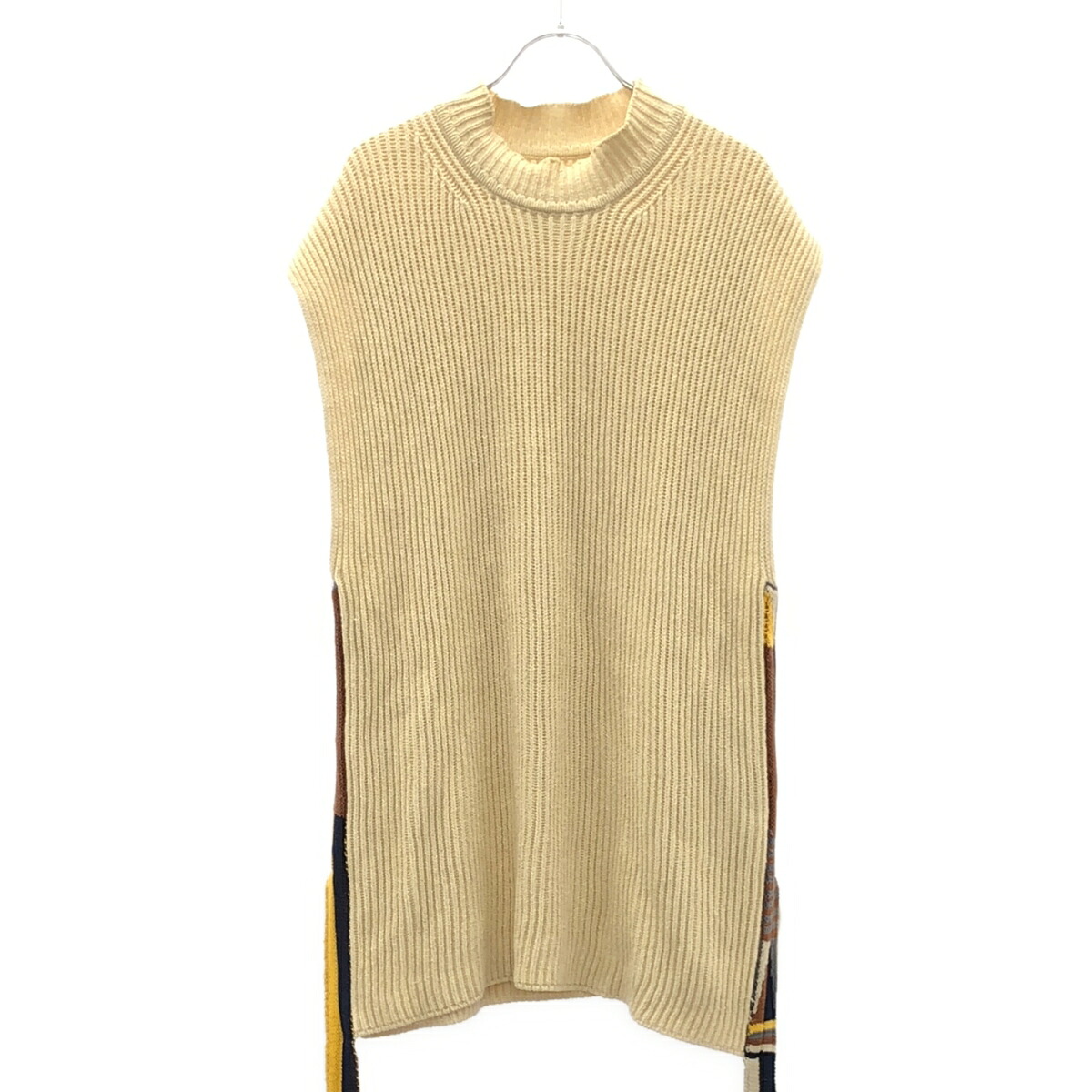 JIL SANDER ジルサンダー 20SS ハイネックフリンジニットベスト JSMQ751038 象牙色 44 【中古】 IT1IE017RG3K